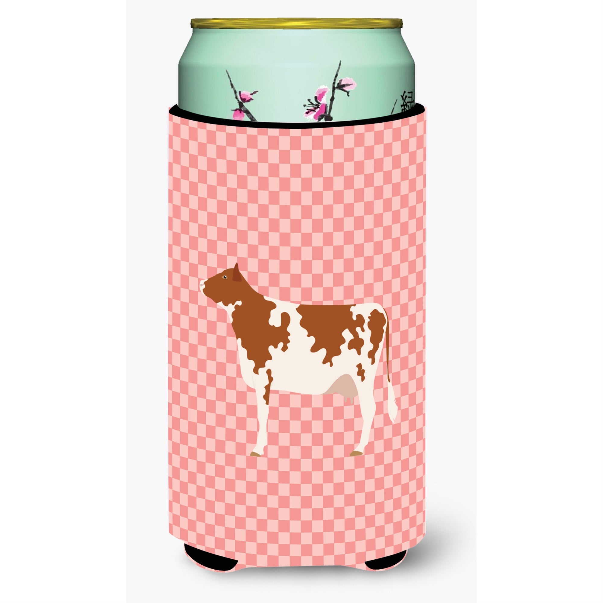 'Caroline'S Treasures Ayrshire Cow Pink Check Decorative Can Hugger, Tall Boy, Multicolor''