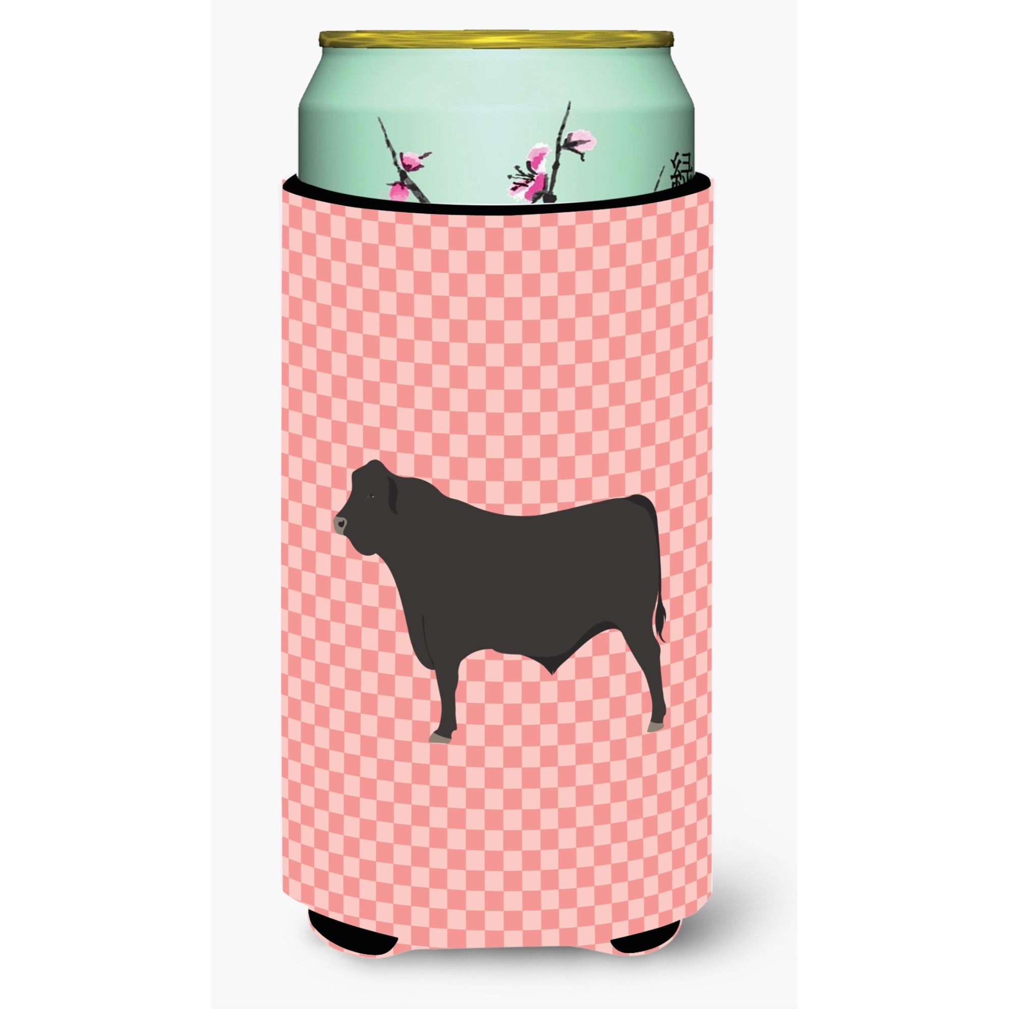 'Caroline'S Treasures Black Angus Cow Pink Check Decorative Can Hugger, Tall Boy, Multicolor''
