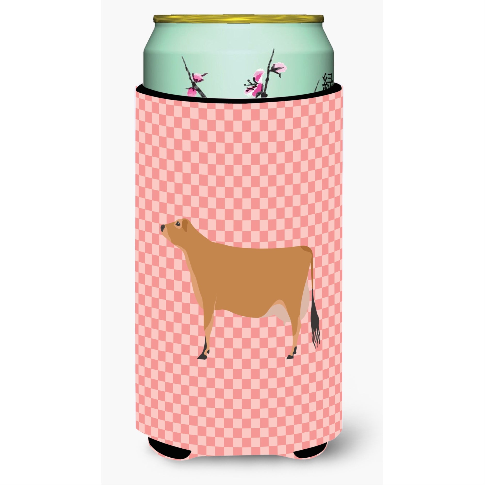 'Caroline'S Treasures Jersey Cow Pink Check Decorative Can Hugger, Tall Boy, Multicolor''