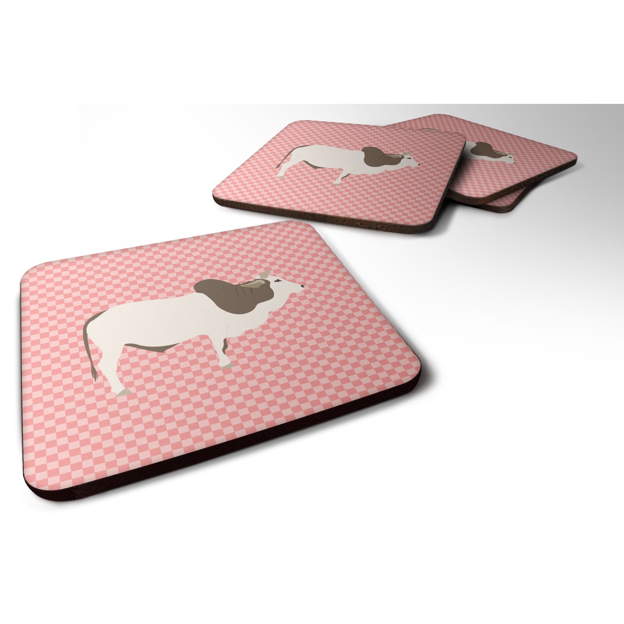'Caroline'S Treasures Malvi Cow Pink Check Decorative Coasters, 3.5, Multicolor''