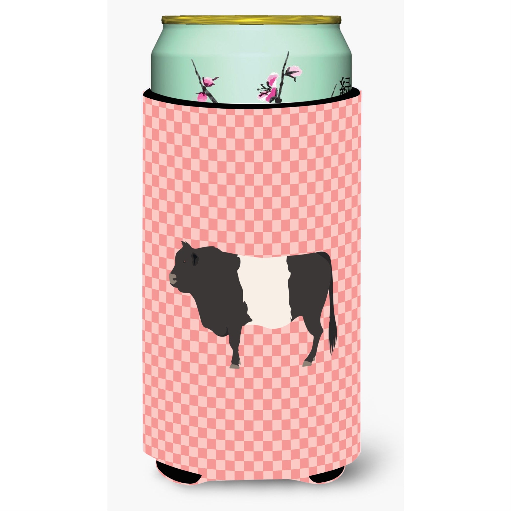 'Caroline'S Treasures Belted Galloway Cow Pink Check Decorative Can Hugger, Tall Boy, Multicolor''