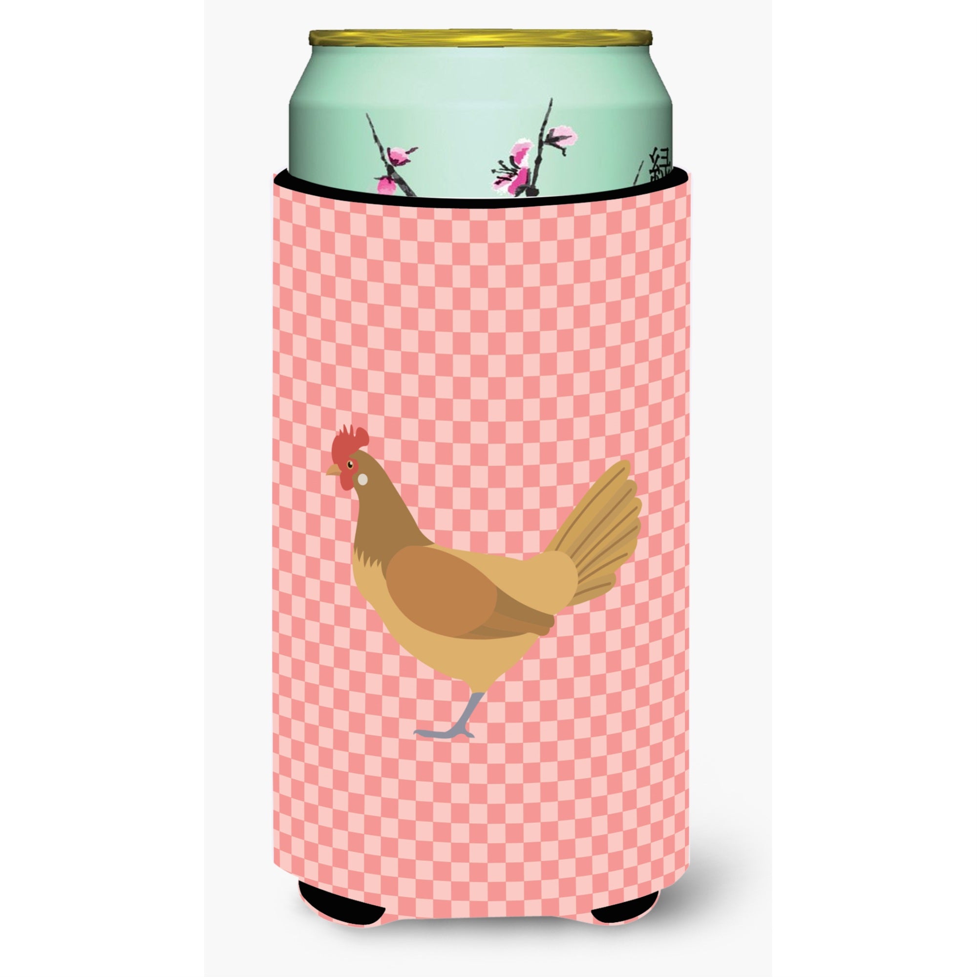 'Caroline'S Treasures Frisian Friesian Chicken Pink Check Decorative Can Hugger, Tall Boy, Multicolor''