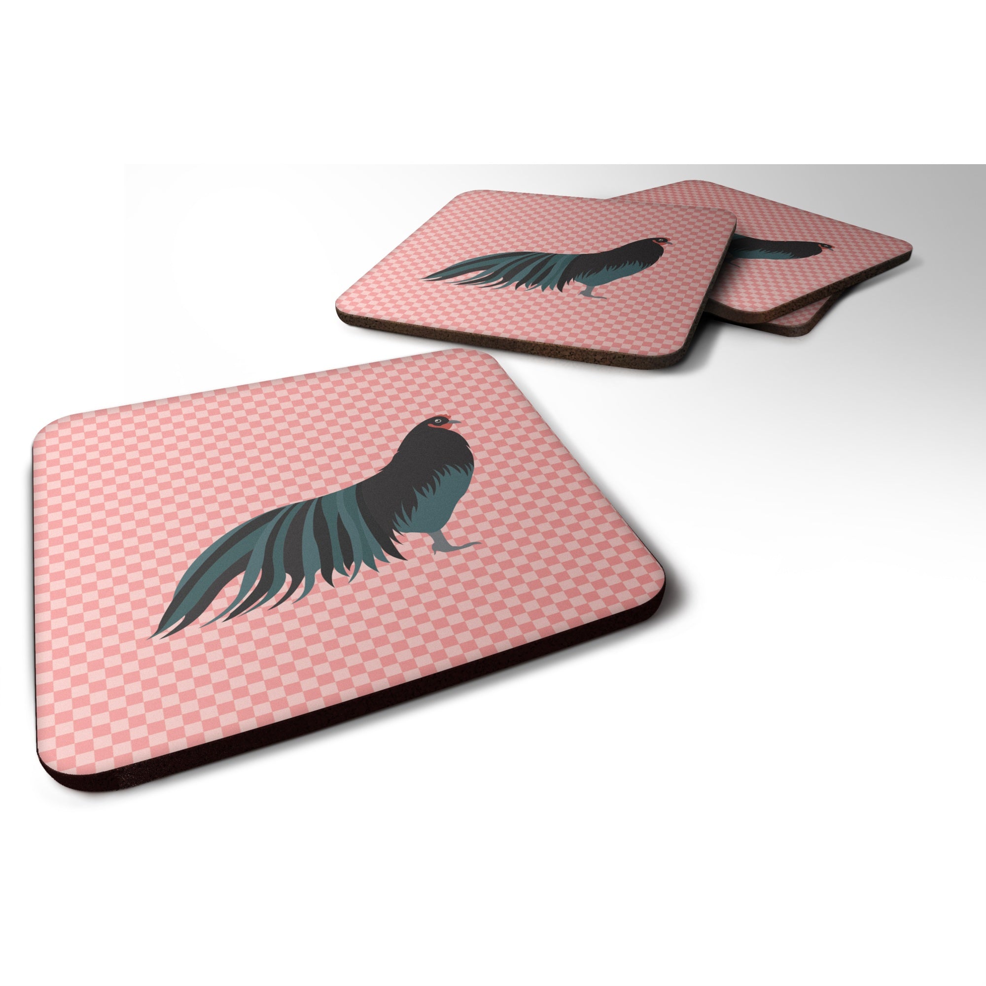 'Caroline'S Treasures Sumatra Chicken Pink Check Decorative Coasters, 3.5'''', Multicolor''