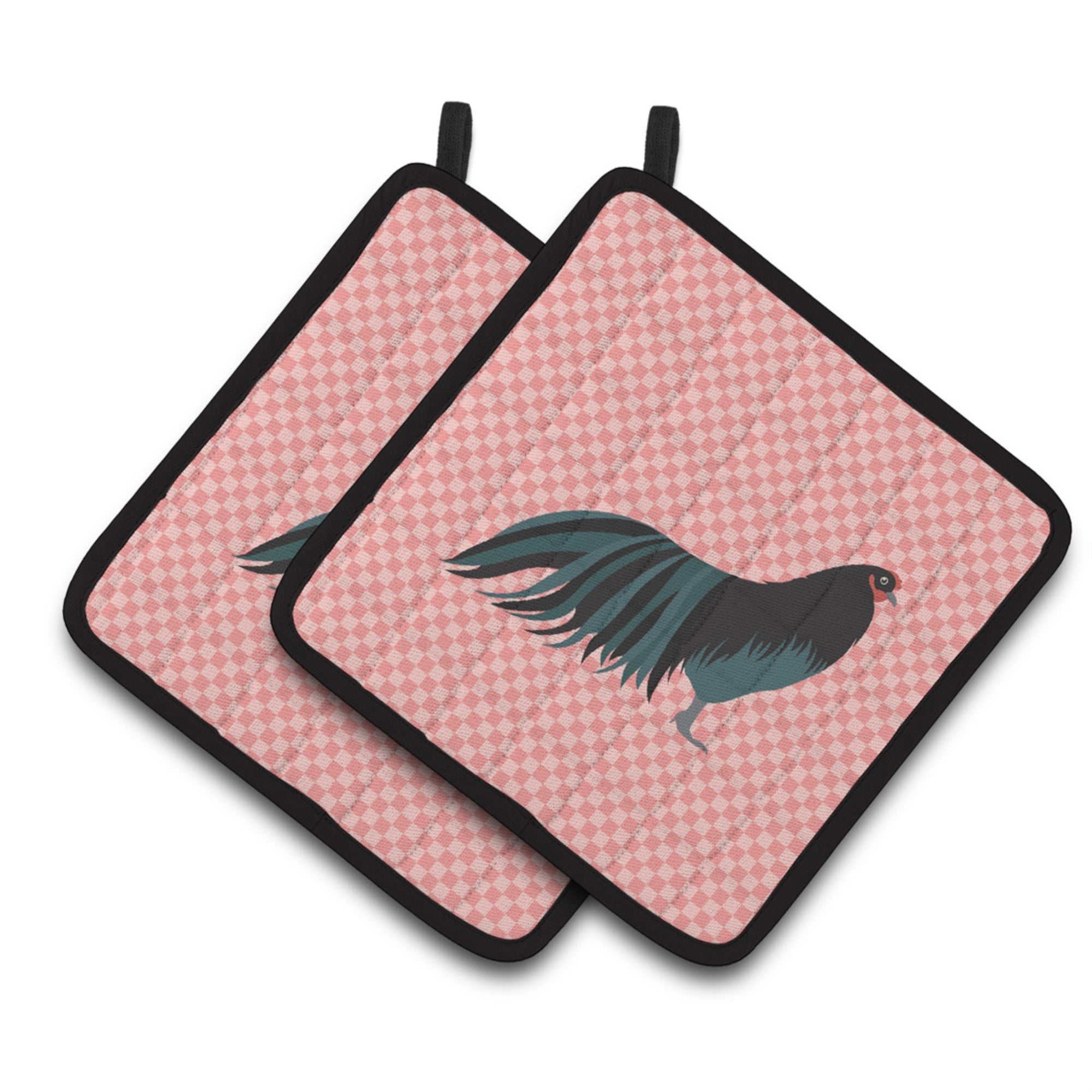 'Caroline'S Treasures Sumatra Chicken Pink Check Decorated Pot Holder, 7.5'''' X 7.5''''''