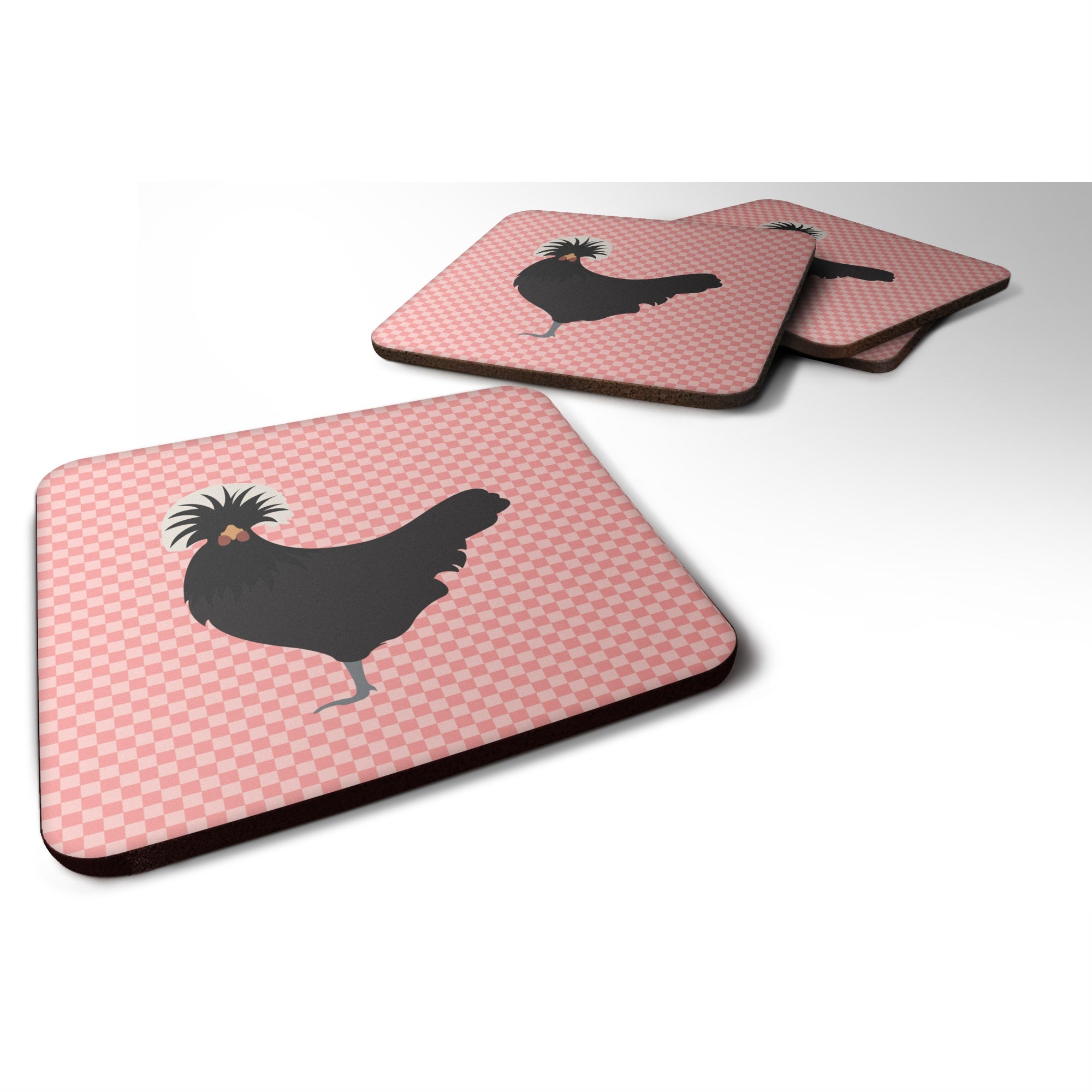'Caroline'S Treasures Polish Poland Chicken Pink Check Decorative Coasters, 3.5, Multicolor''