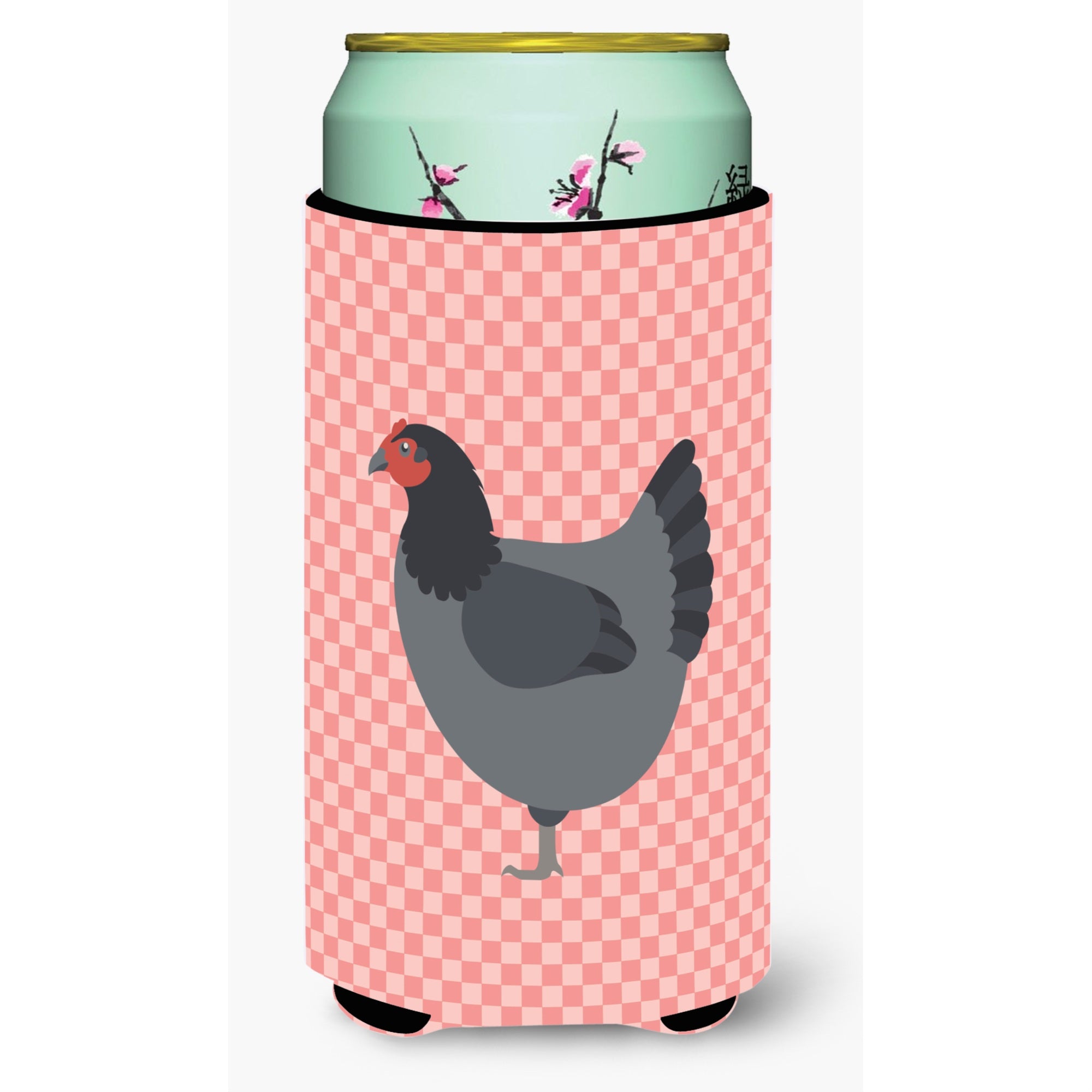 'Caroline'S Treasures Jersey Giant Chicken Pink Check Decorative Can Hugger, Tall Boy, Multicolor''