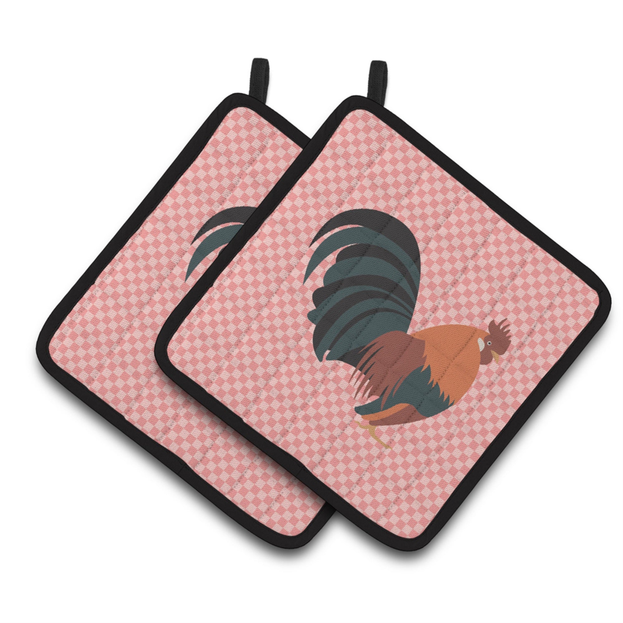 'Caroline'S Treasures Dutch Bantam Chicken Pink Check Decorated Pot Holder, 7.5'''' X 7.5''''''