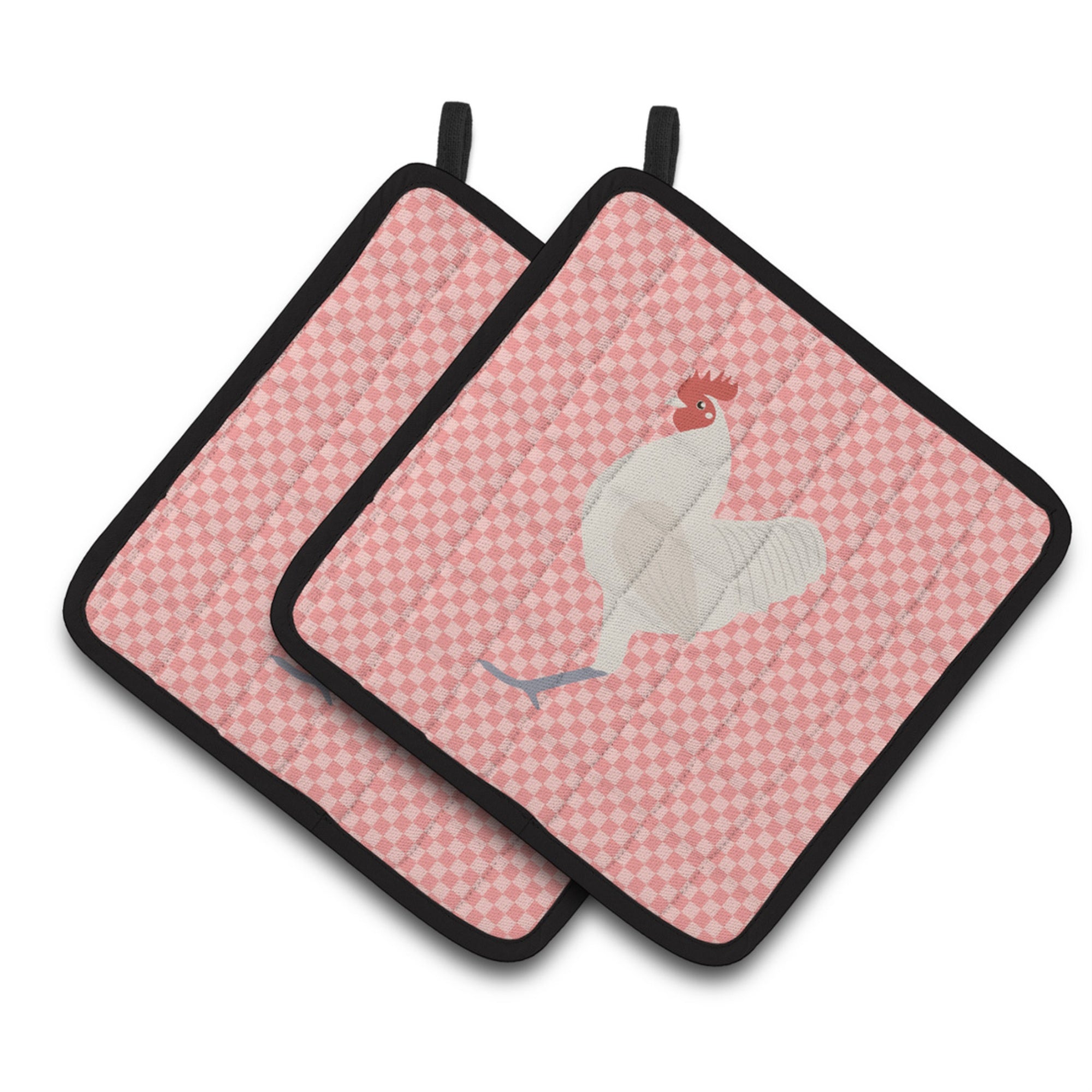 'Caroline'S Treasures German Langshan Chicken Pink Check Decorated Pot Holder, 7.5'''' X 7.5''''''