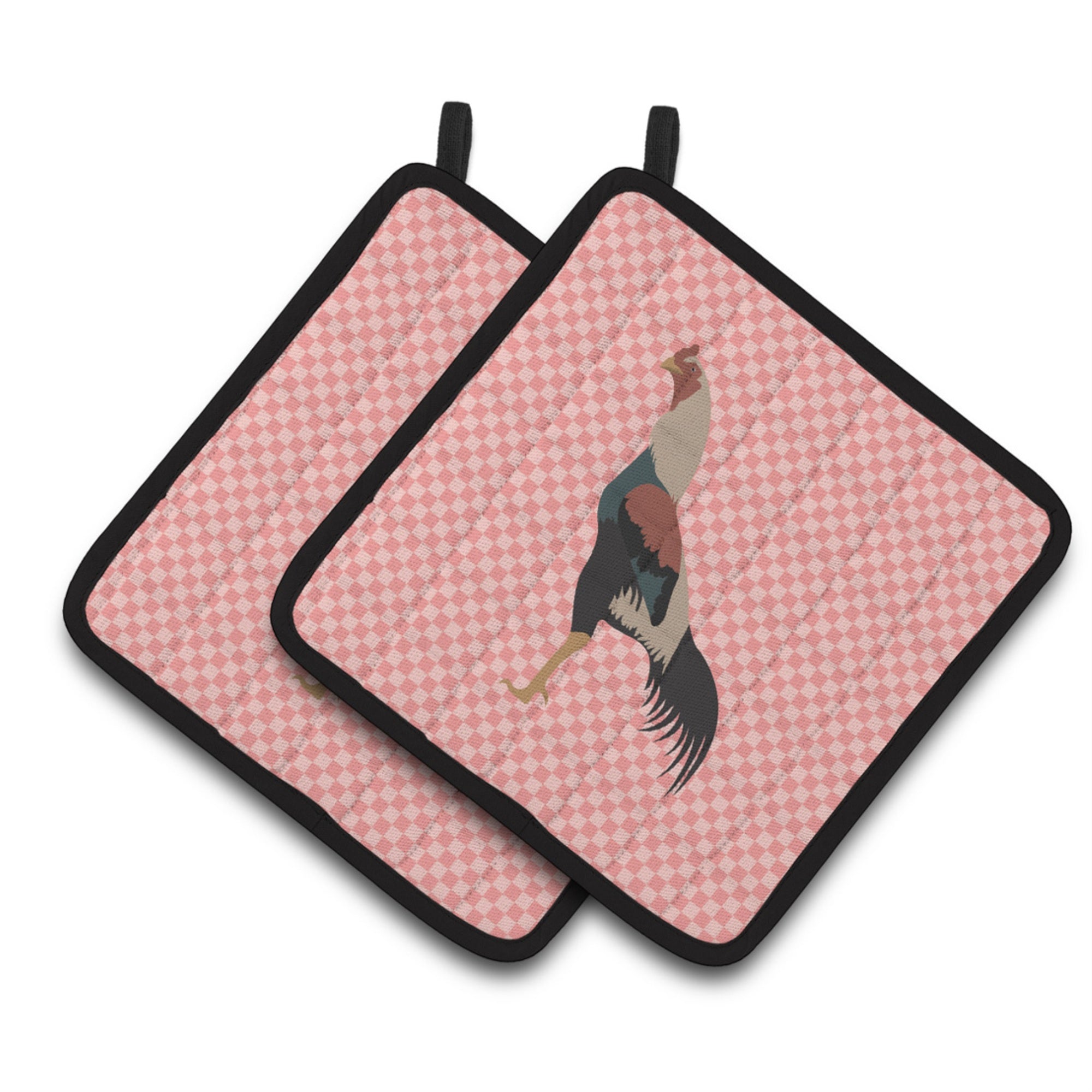 'Caroline'S Treasures Kulang Chicken Pink Check Decorated Pot Holder, 7.5'''' X 7.5''''''