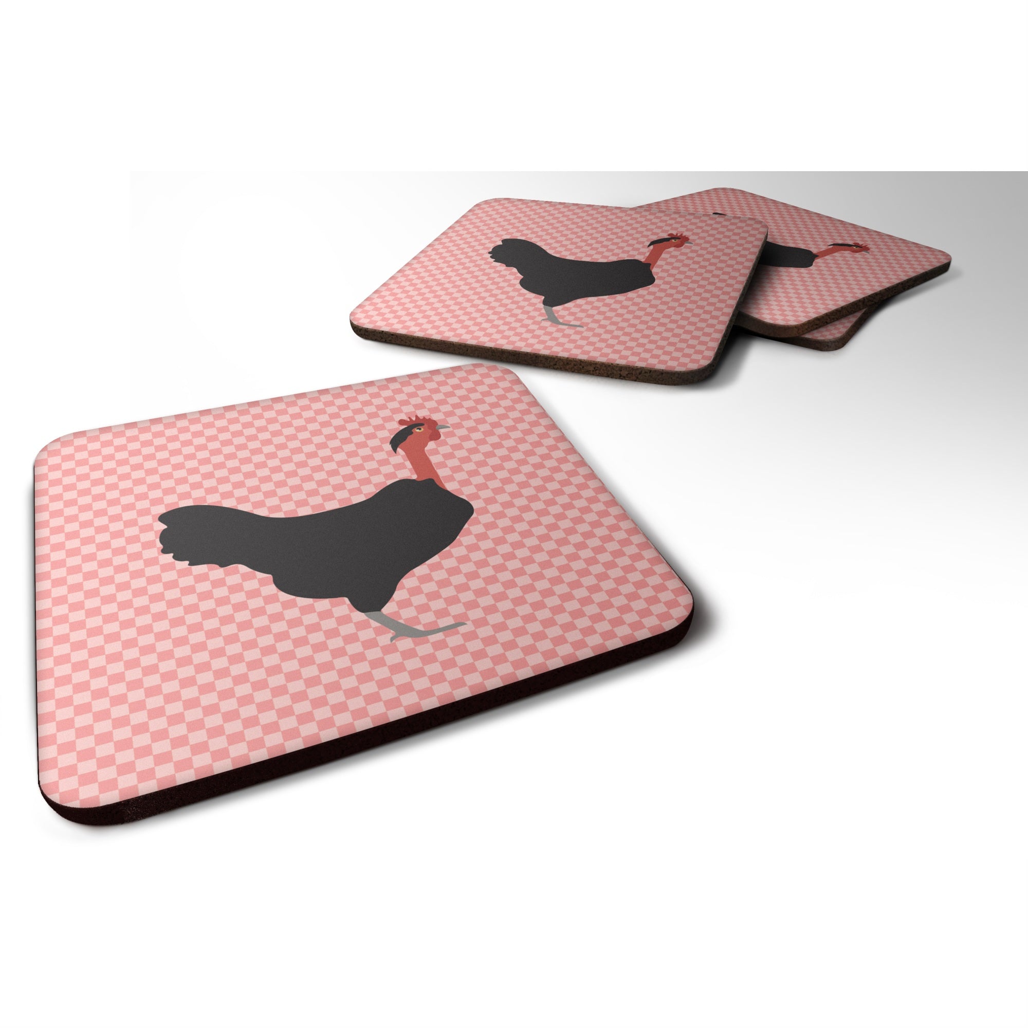 'Caroline'S Treasures Naked Neck Chicken Pink Check Decorative Coasters, 3.5'''', Multicolor''