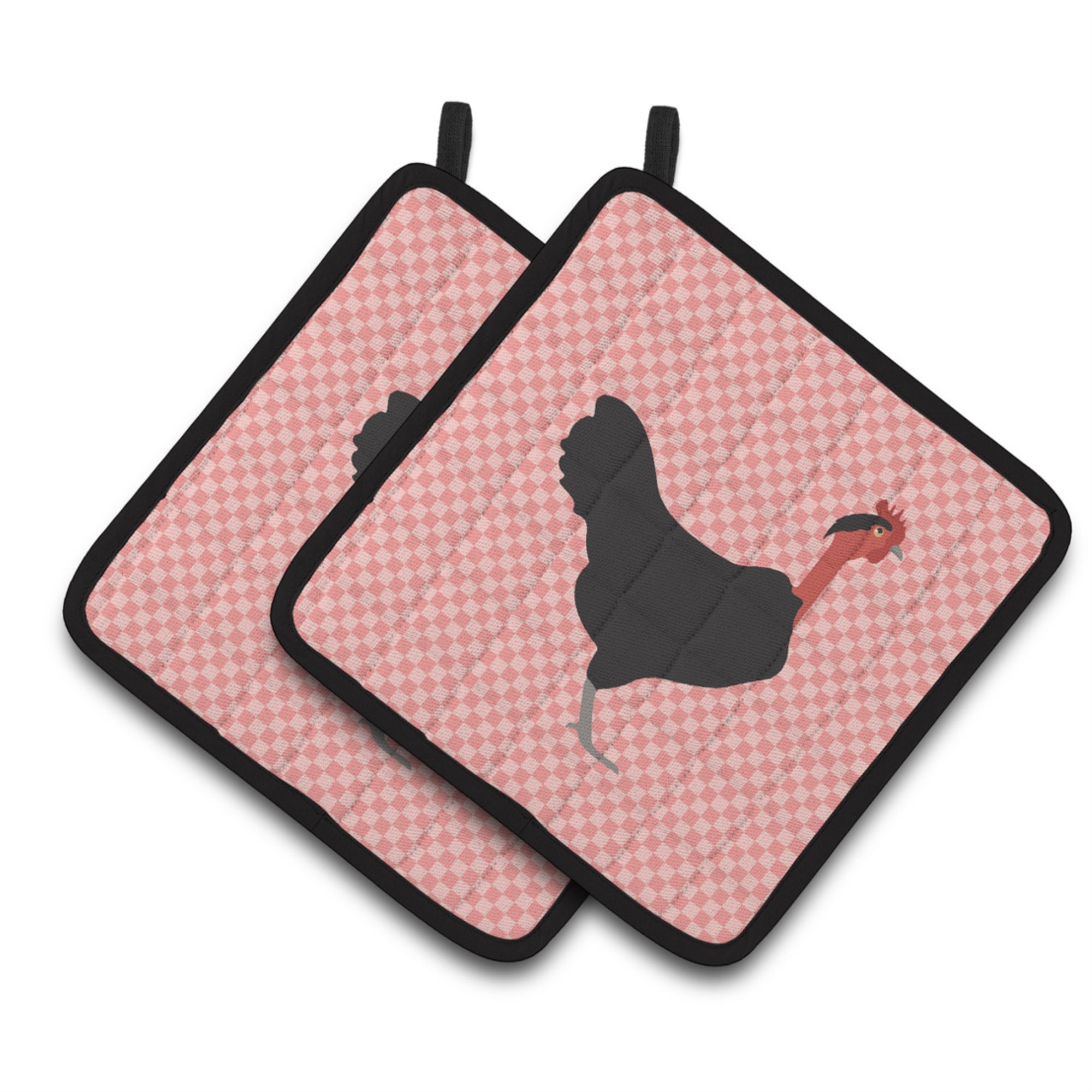 'Caroline'S Treasures Naked Neck Chicken Pink Check Decorated Pot Holder, 7.5'''' X 7.5''''''