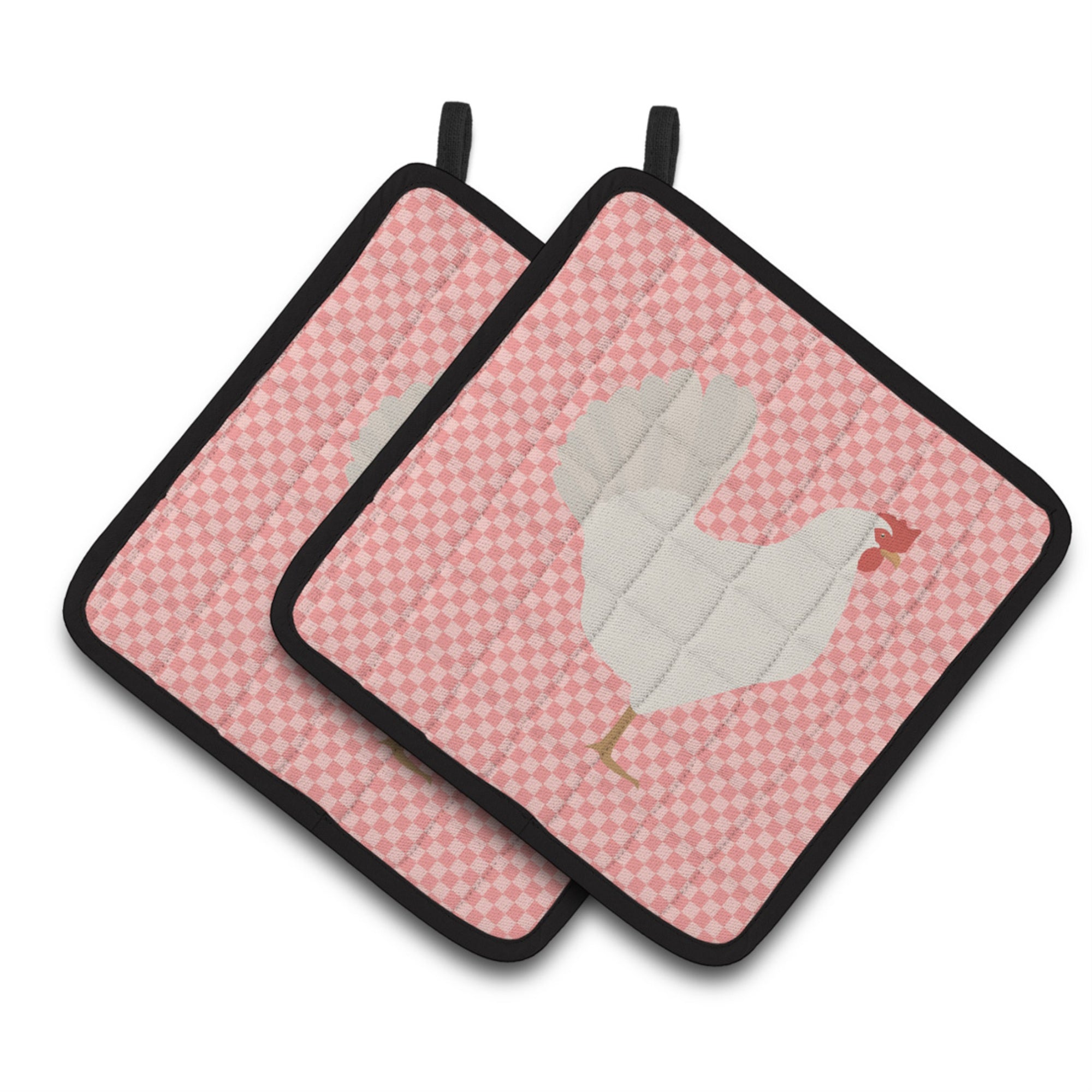 'Caroline'S Treasures Leghorn Chicken Pink Check Decorated Pot Holder, 7.5'''' X 7.5''''''