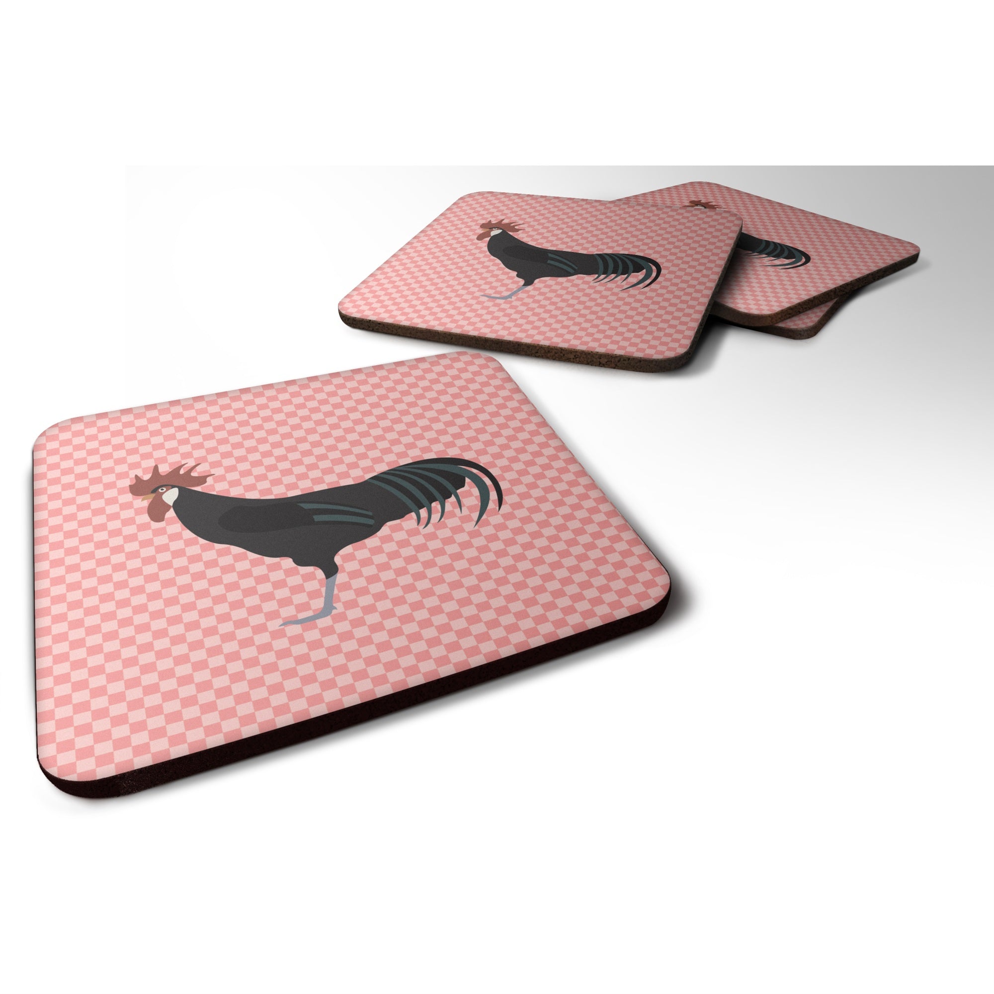 'Caroline'S Treasures Minorca Ctalalan Chicken Pink Check Decorative Coasters, 3.5, Multicolor''