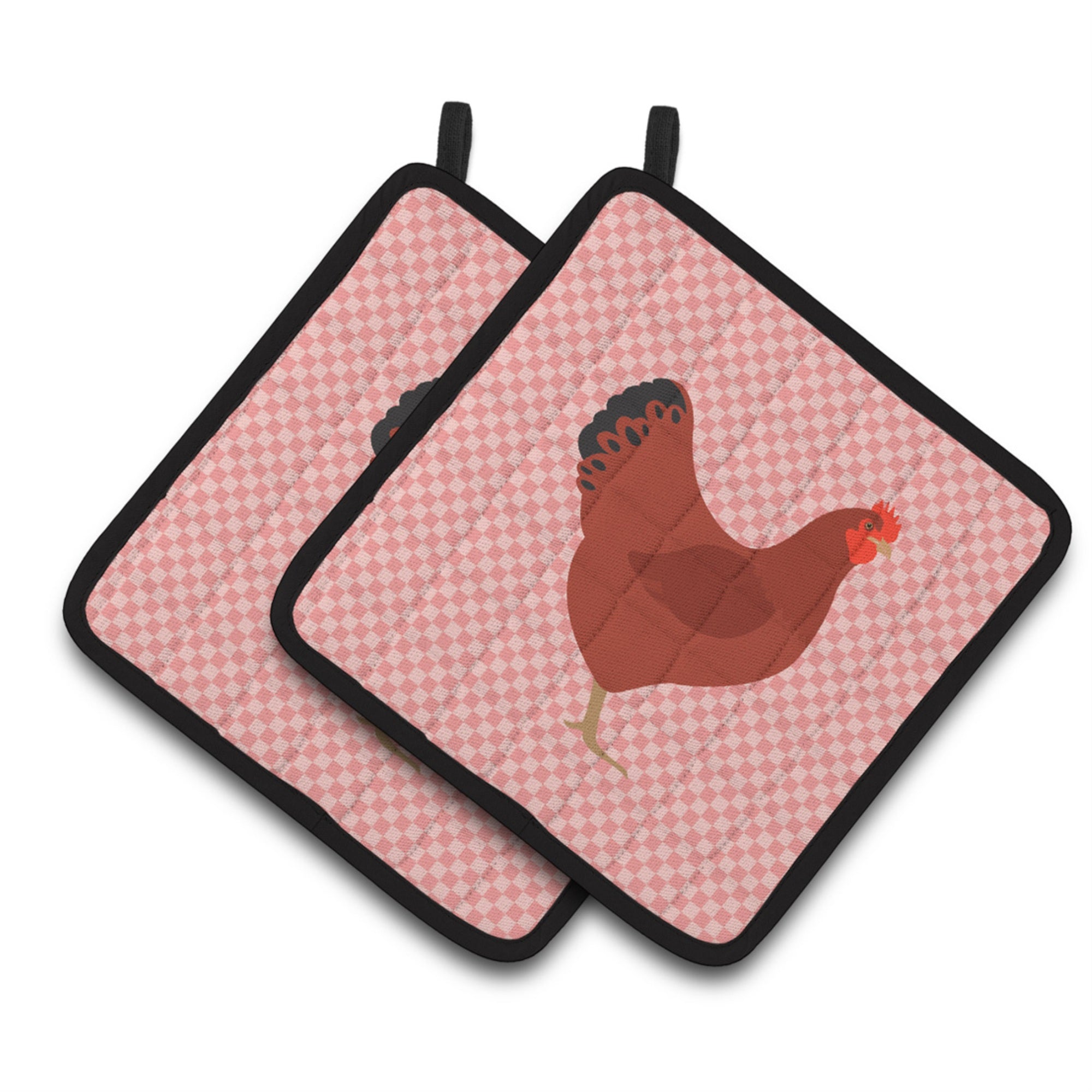 'Caroline'S Treasures New Hampshire Red Chicken Pink Check Decorated Pot Holder, 7.5'''' X 7.5''''''