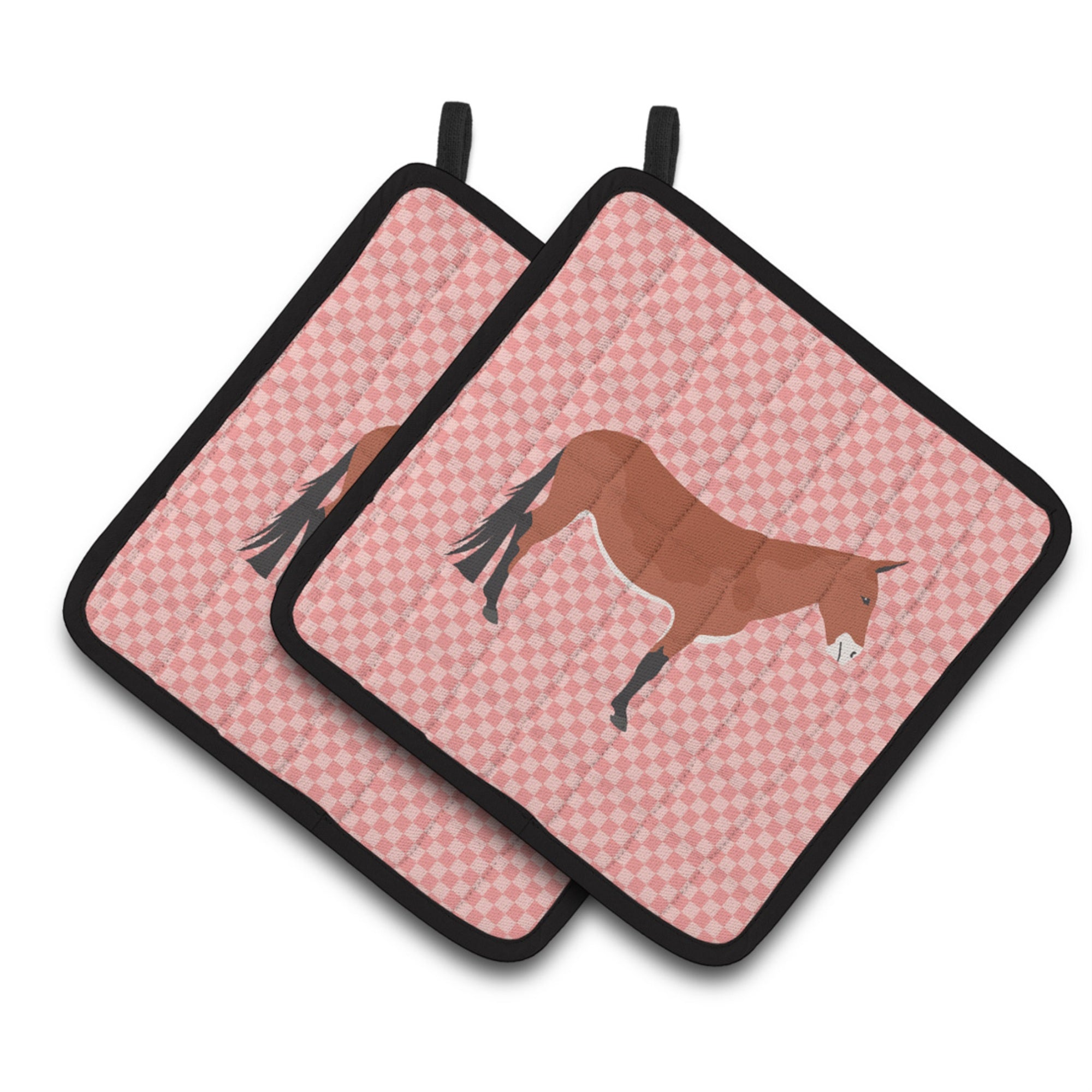 'Caroline'S Treasures Mule Pink Check Decorated Pot Holder, 7.5'''' X 7.5''''''