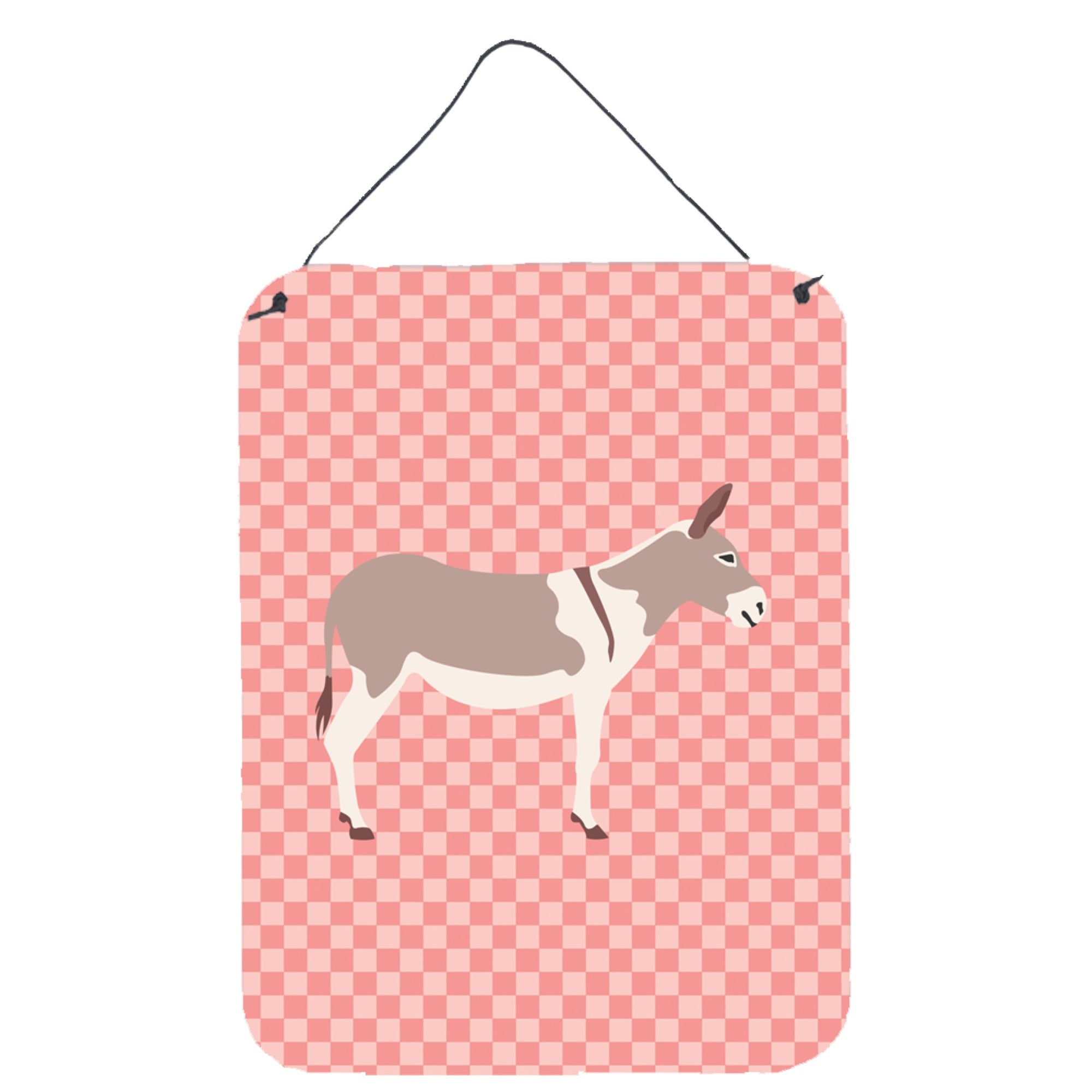 'Caroline'S Treasures Australian Teamster Donkey Pink Check Metal Print, 16Hx12W, Multicolor''