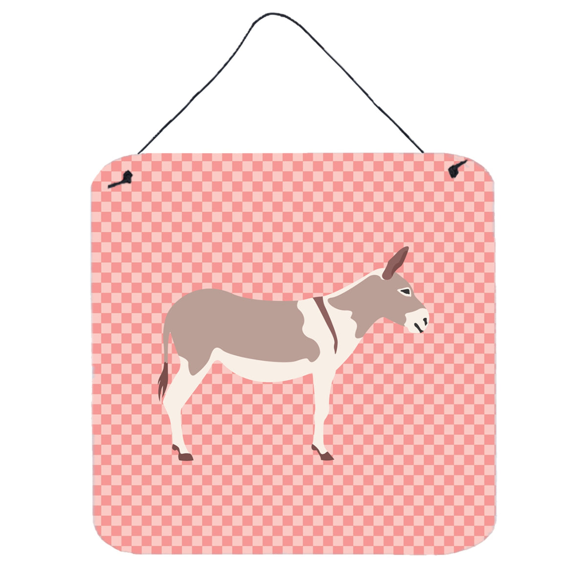 'Caroline'S Treasures Pink Australian Teamster Donkey Check Metal Print, 6'''' H X 6'''' W''