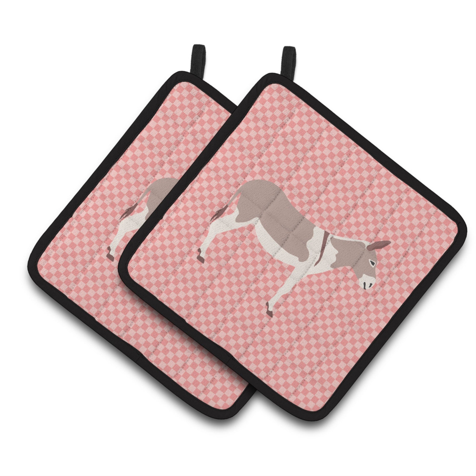 'Caroline'S Treasures Australian Teamster Donkey Pink Check Decorated Pot Holder, 7.5'''' X 7.5''''''