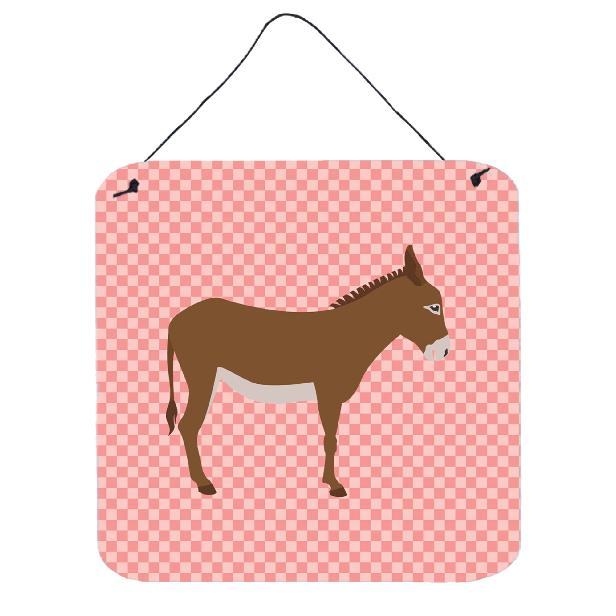 'Caroline'S Treasures Pink Cotentin Donkey Check Metal Print, 6'''' H X 6'''' W''