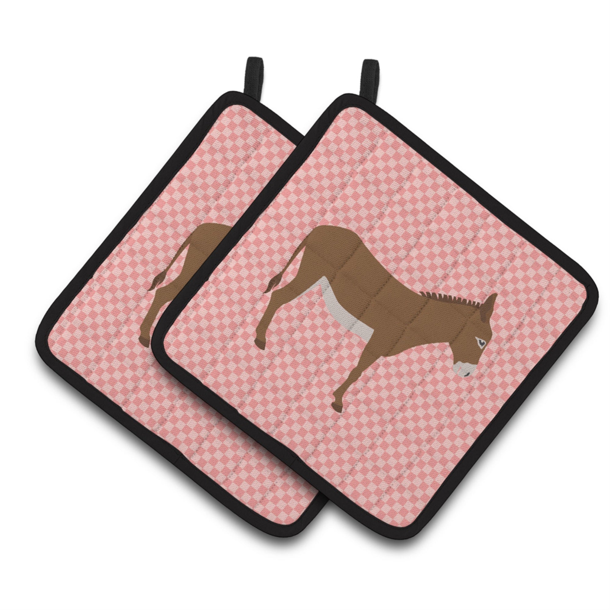 'Caroline'S Treasures Cotentin Donkey Pink Check Decorated Pot Holder, 7.5'''' X 7.5''''''