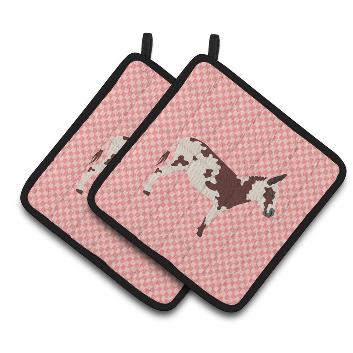 'Caroline'S Treasures American Spotted Donkey Pink Check Decorated Pot Holder, 7.5'''' X 7.5''''''