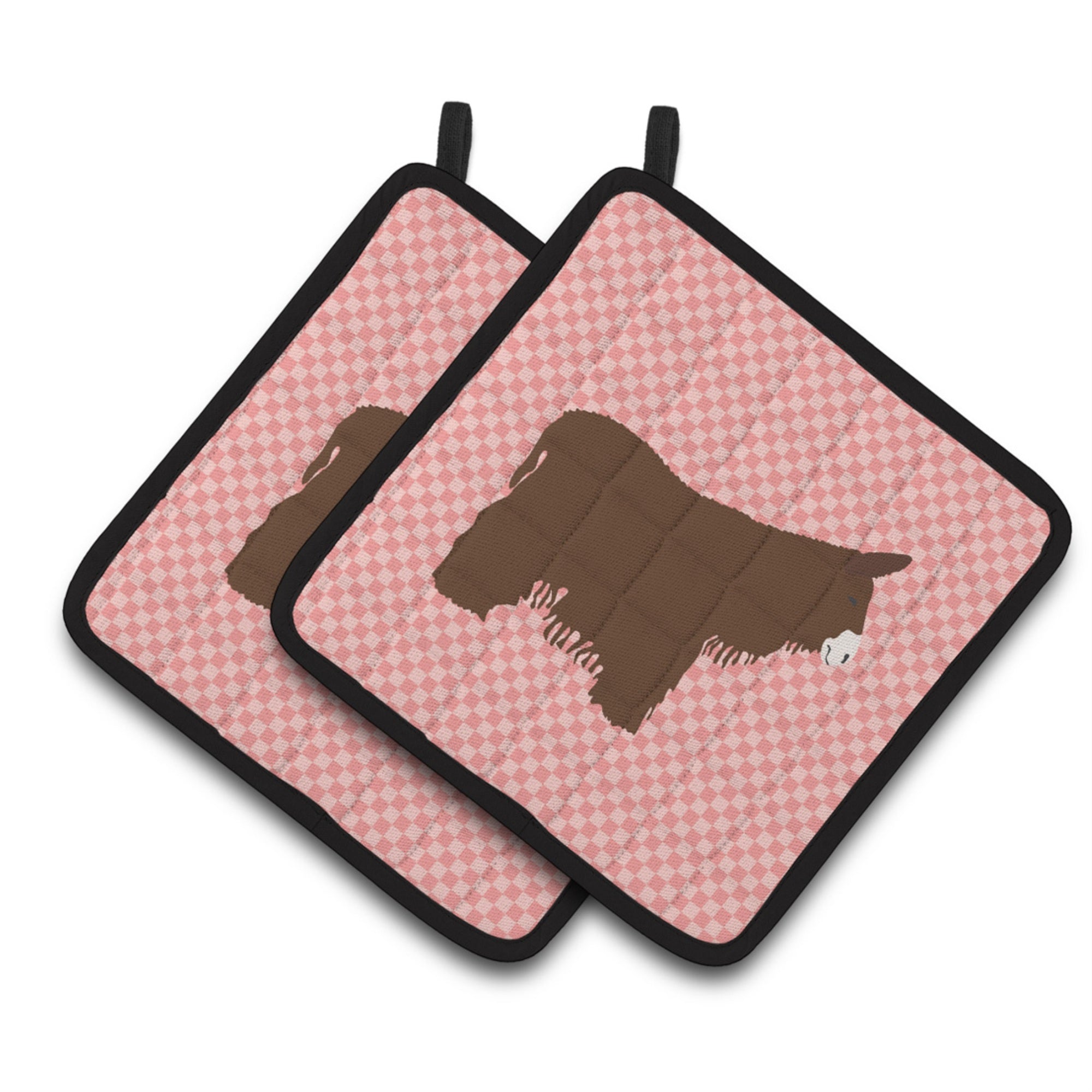 'Caroline'S Treasures Poitou Poiteuin Donkey Pink Check Decorated Pot Holder, 7.5'''' X 7.5''''''