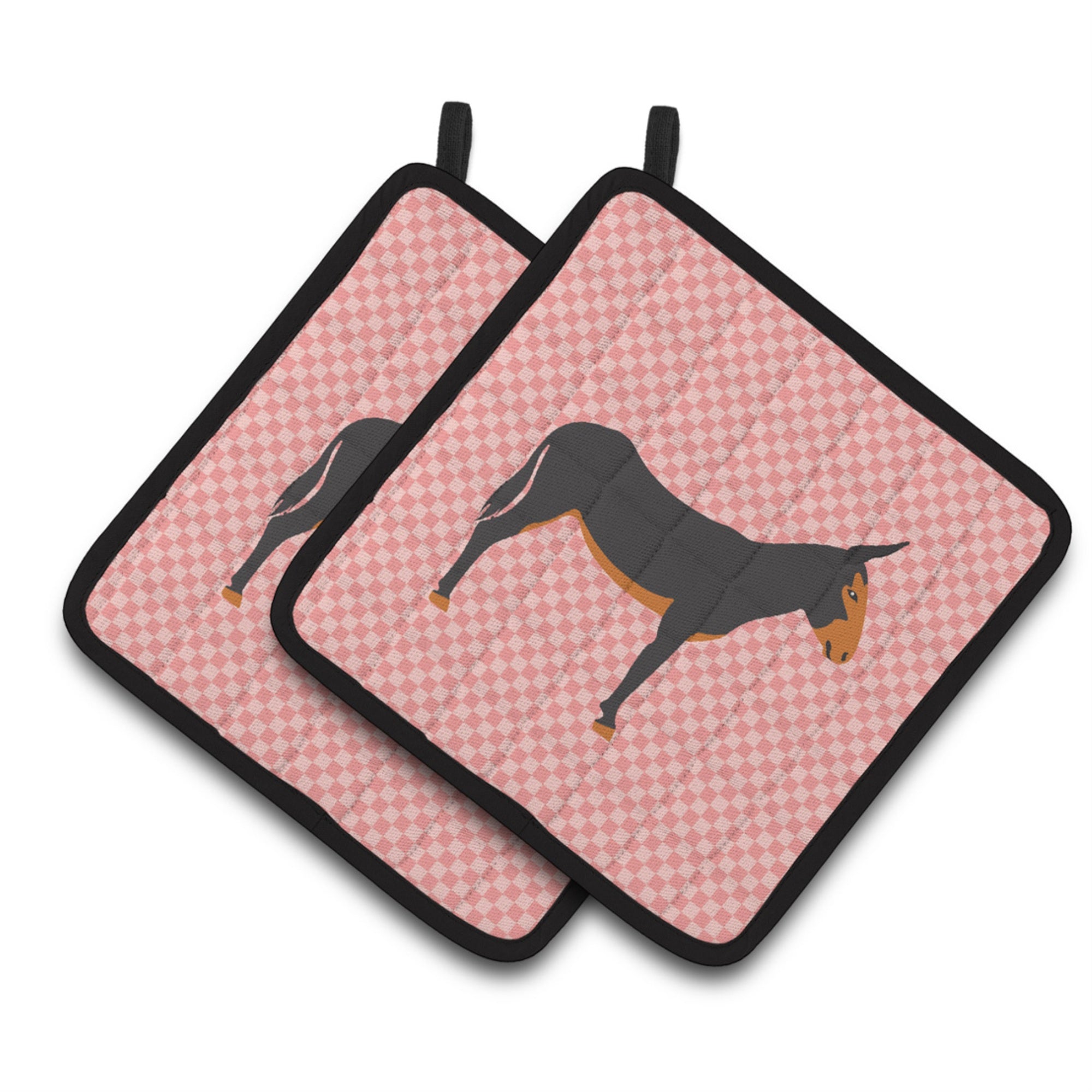 'Caroline'S Treasures Catalan Donkey Pink Check Decorated Pot Holder, 7.5'''' X 7.5''''''
