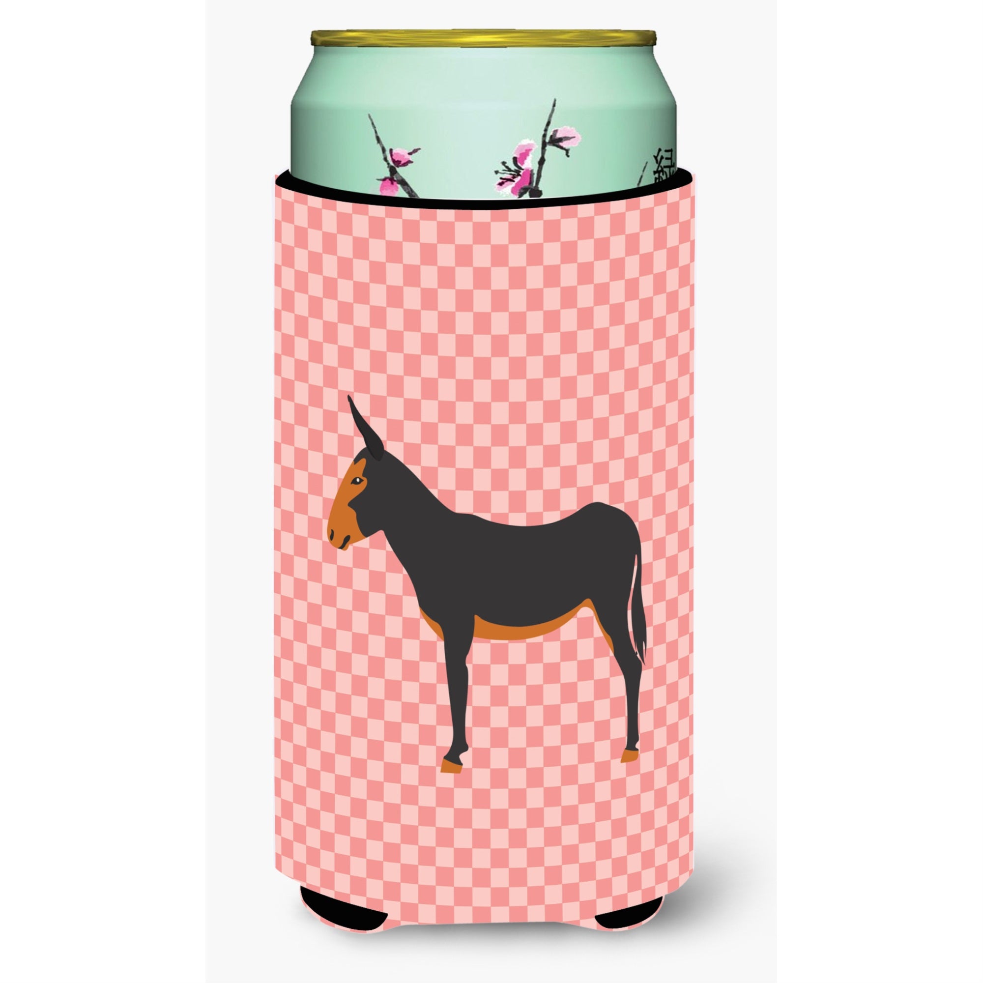 'Caroline'S Treasures Catalan Donkey Pink Check Decorative Can Hugger, Tall Boy, Multicolor''