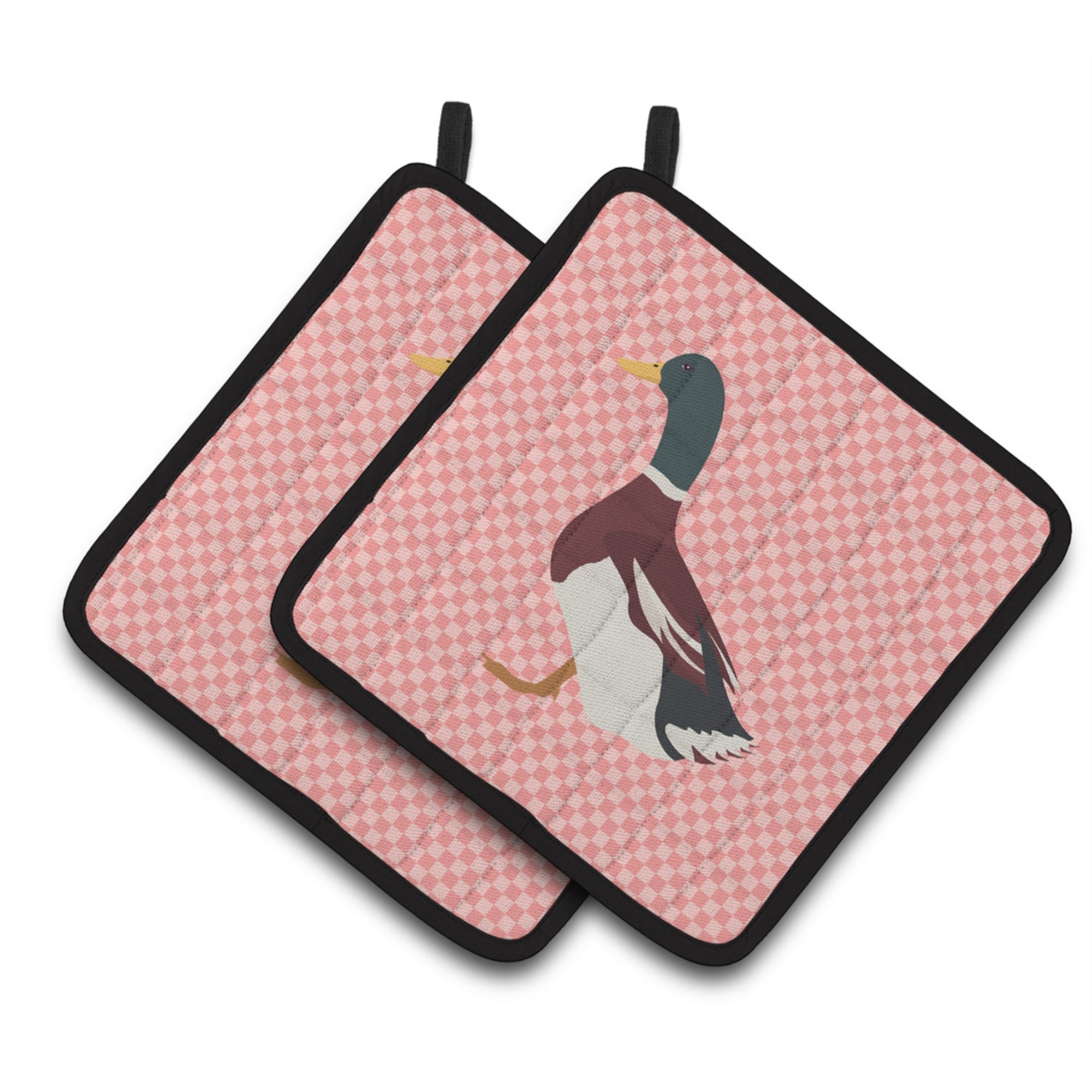 'Caroline'S Treasures Rouen Duck Pink Check Decorated Pot Holder, 7.5'''' X 7.5''''''