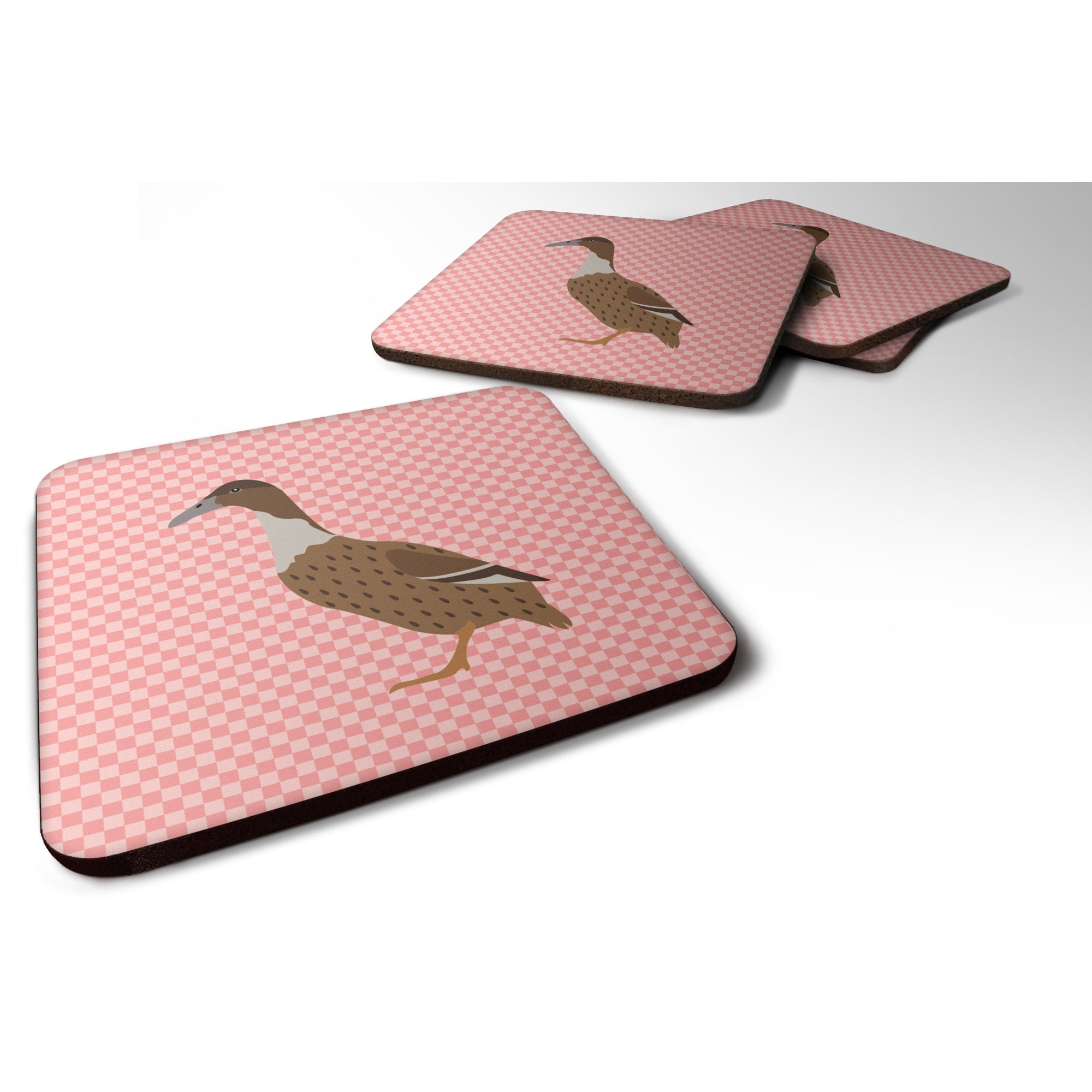 'Caroline'S Treasures Dutch Hook Bill Duck Pink Check Decorative Coasters, 3.5, Multicolor''