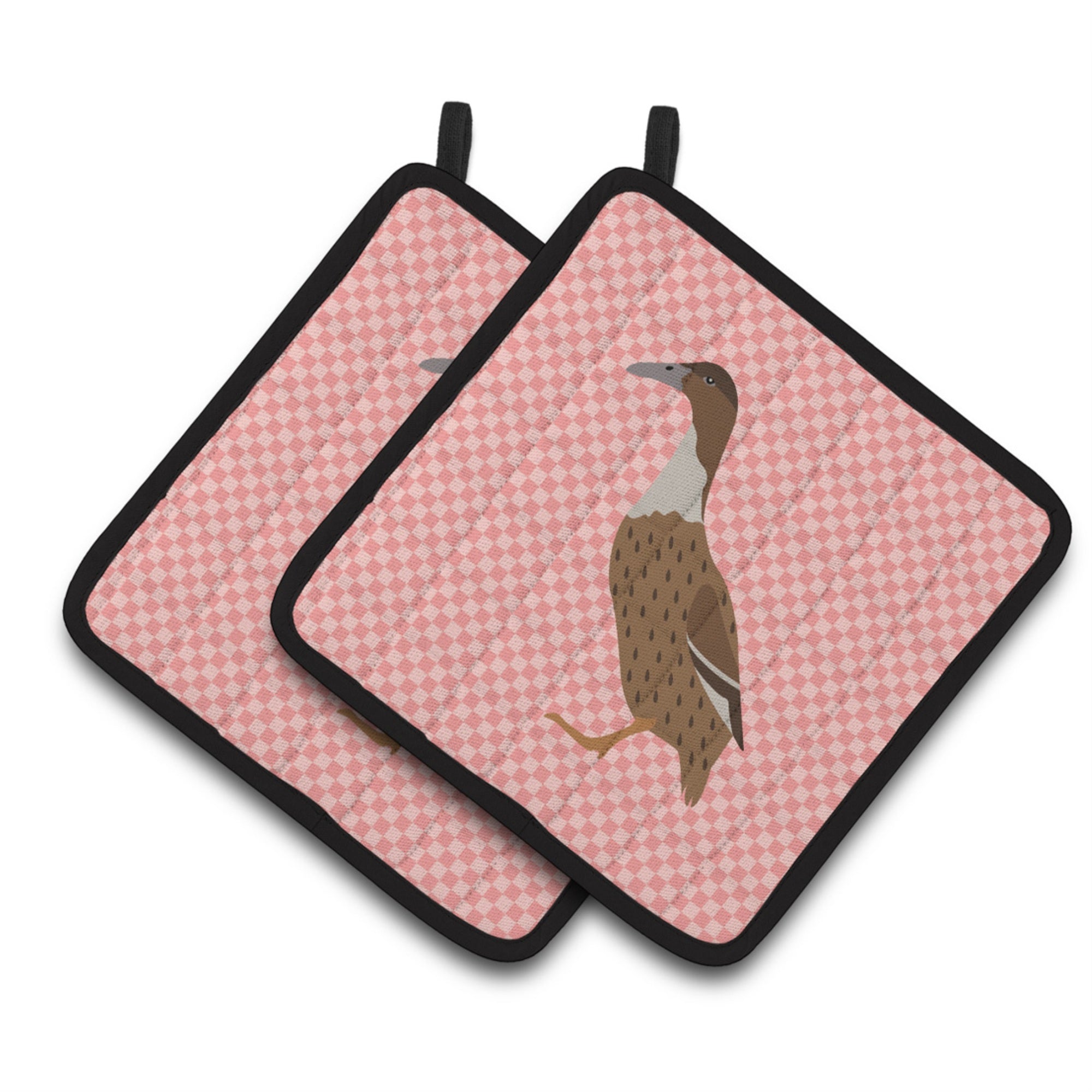 'Caroline'S Treasures Dutch Hook Bill Duck Pink Check Decorated Pot Holder, 7.5'''' X 7.5''''''
