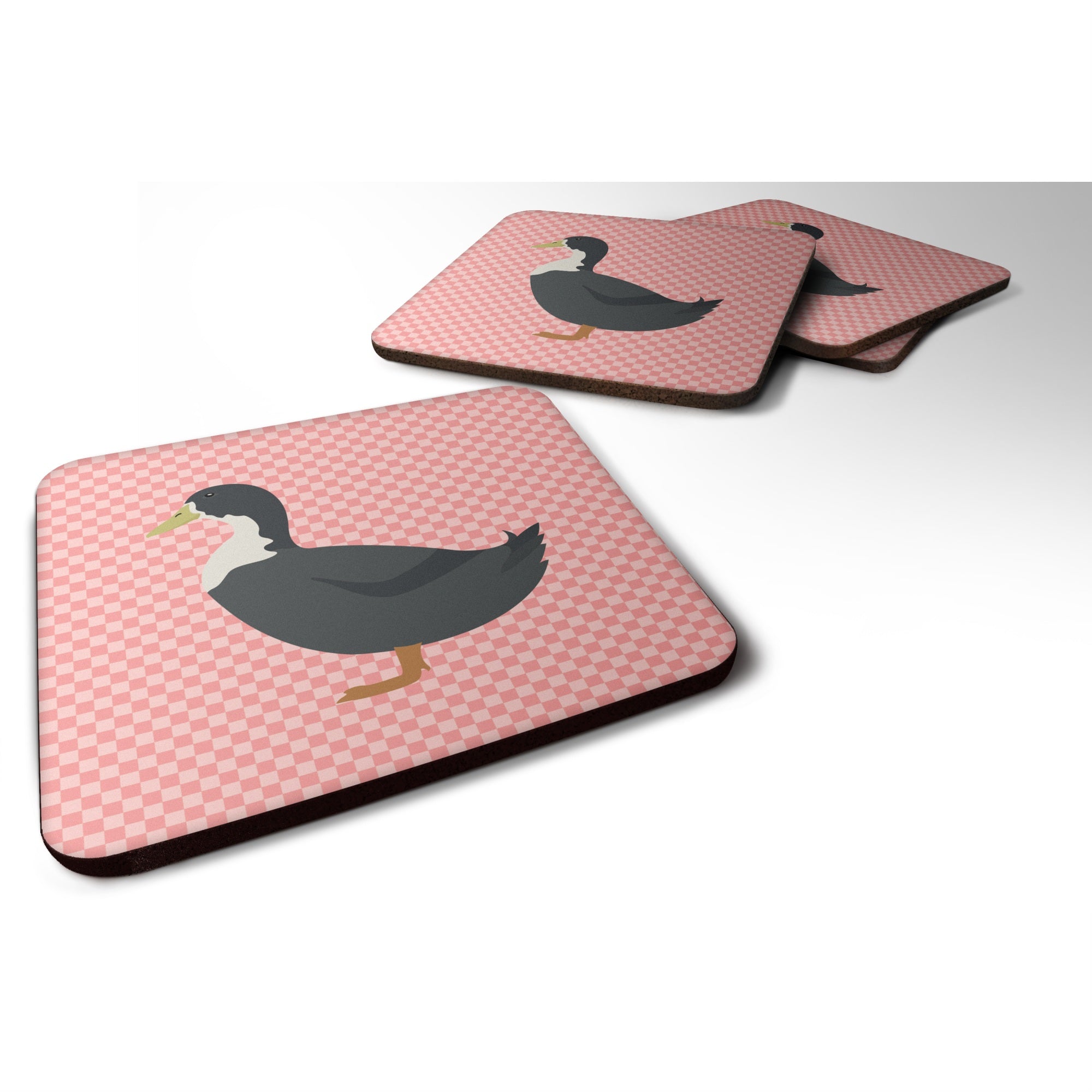 'Caroline'S Treasures Blue Swedish Duck Pink Check Decorative Coasters, 3.5, Multicolor''