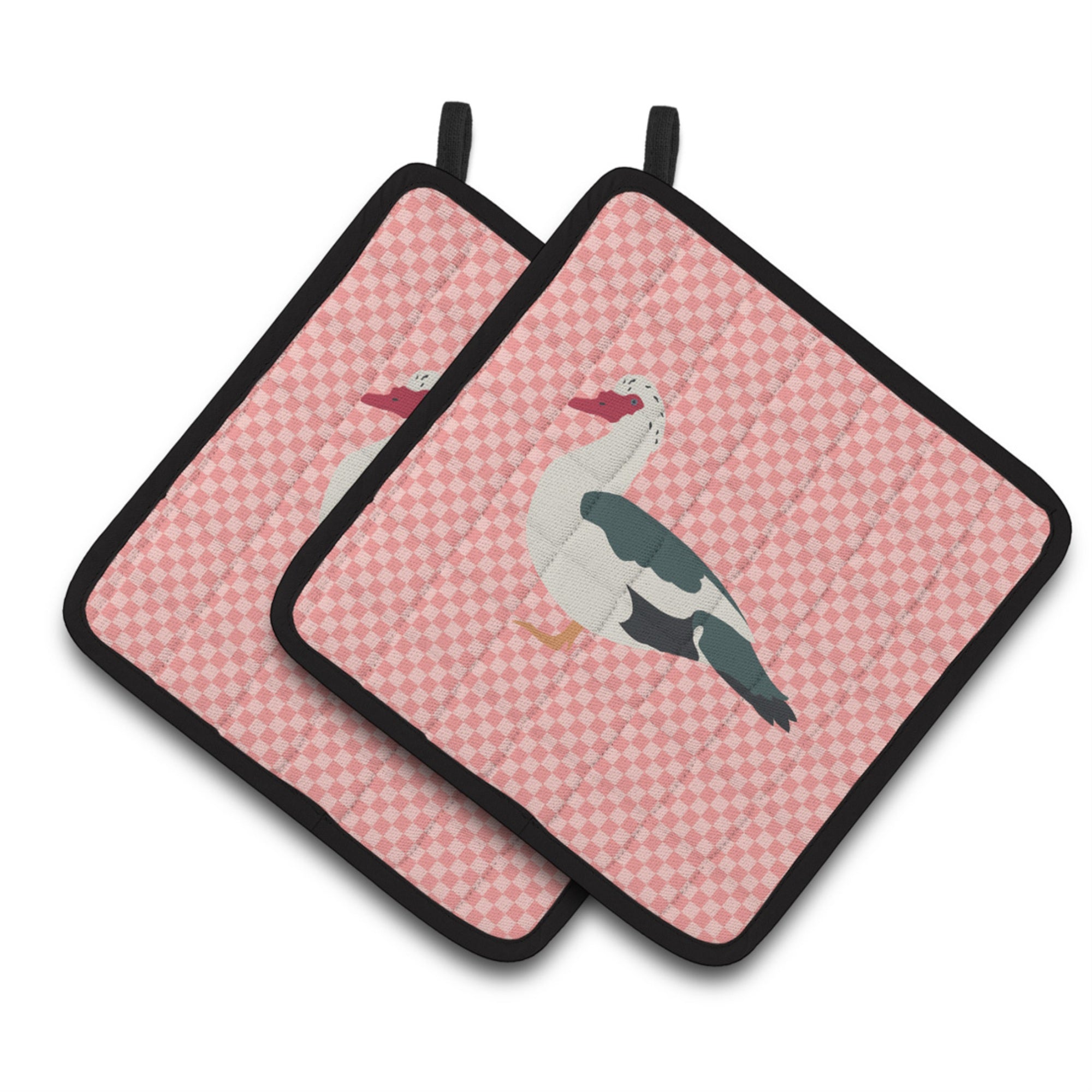 'Caroline'S Treasures Muscovy Duck Pink Check Decorated Pot Holder, 7.5'''' X 7.5''''''
