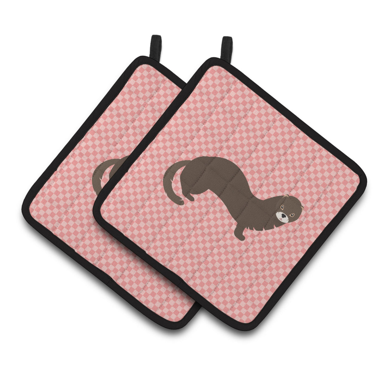 'Caroline'S Treasures Russian Or European Mink Pink Check Decorated Pot Holder, 7.5'''' X 7.5''''''