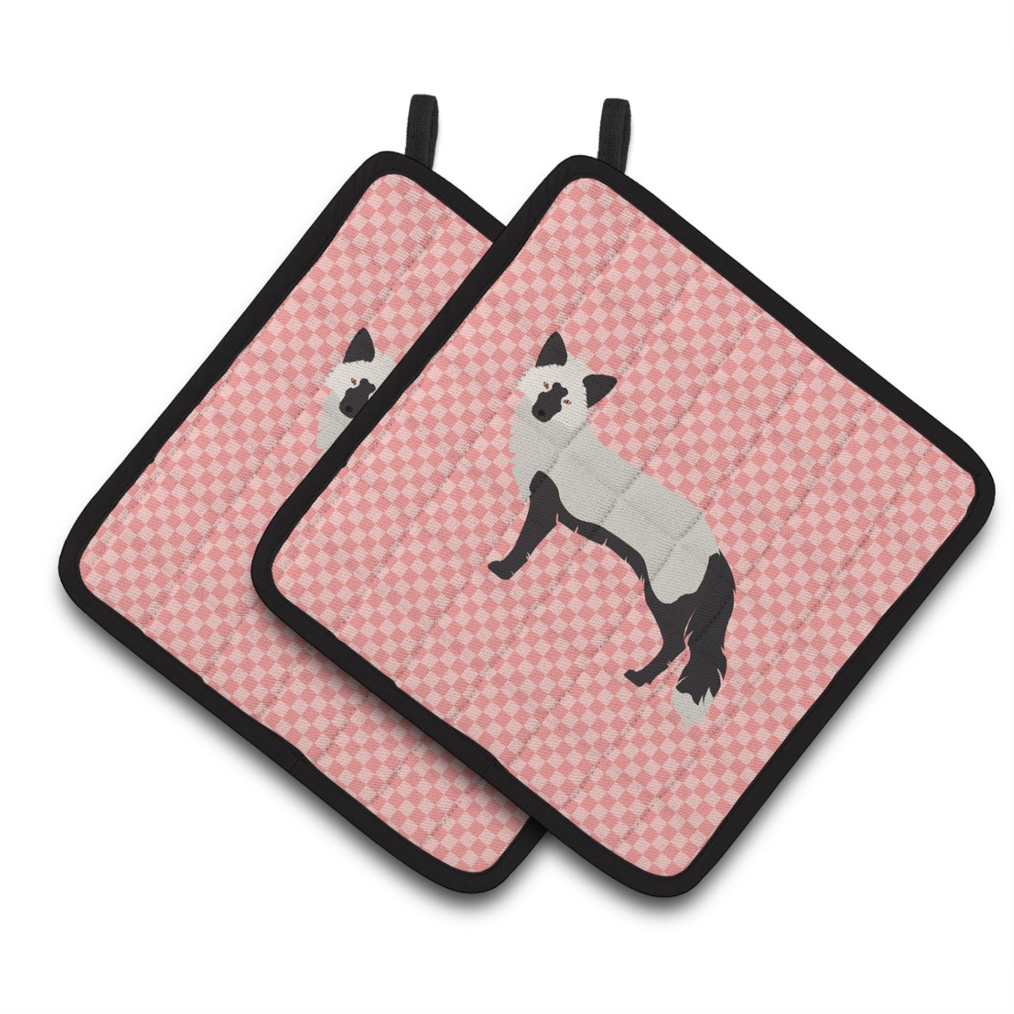 'Caroline'S Treasures Silver Fox Pink Check Decorated Pot Holder, 7.5'''' X 7.5''''''