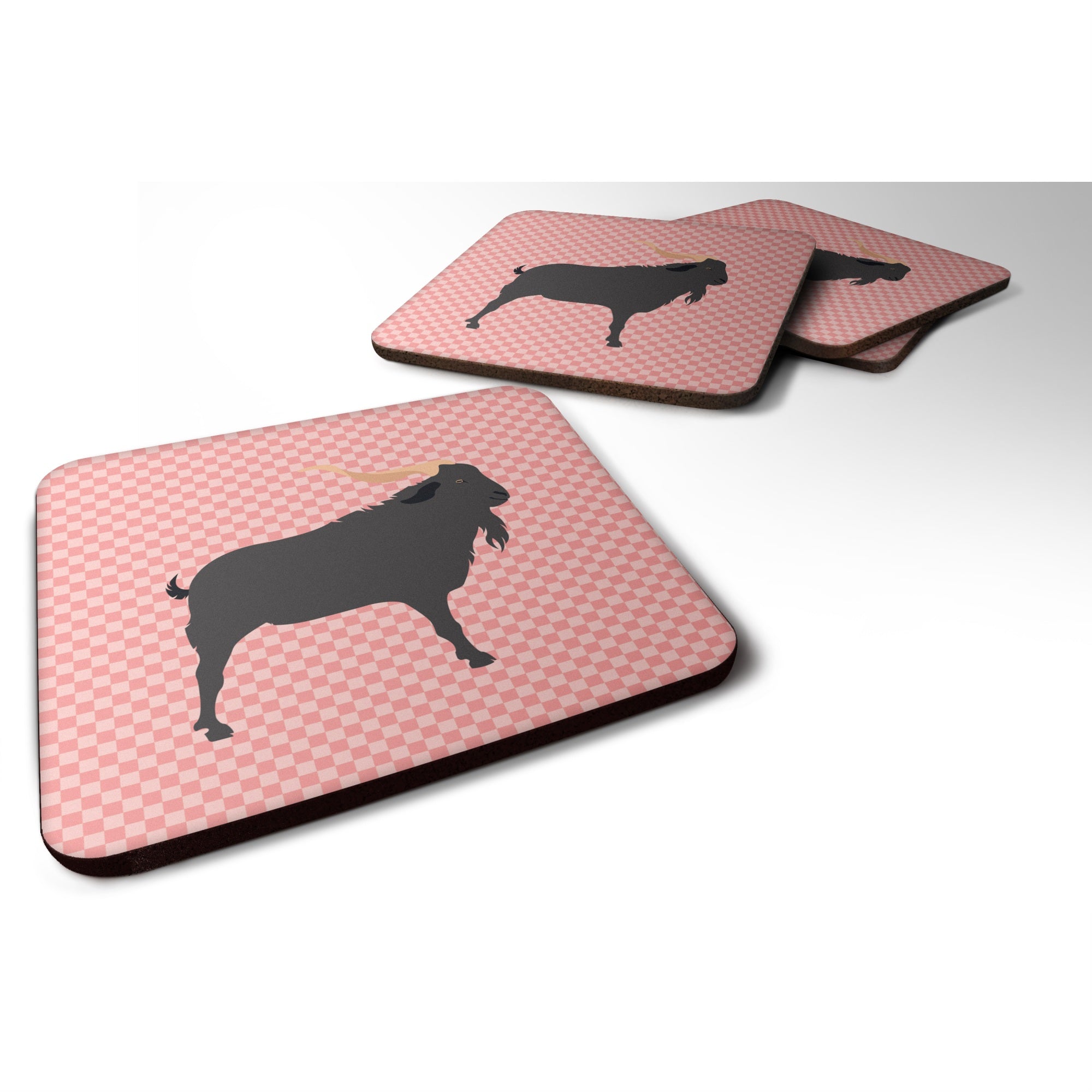 'Caroline'S Treasures Verata Goat Pink Check Decorative Coasters, 3.5'''', Multicolor''