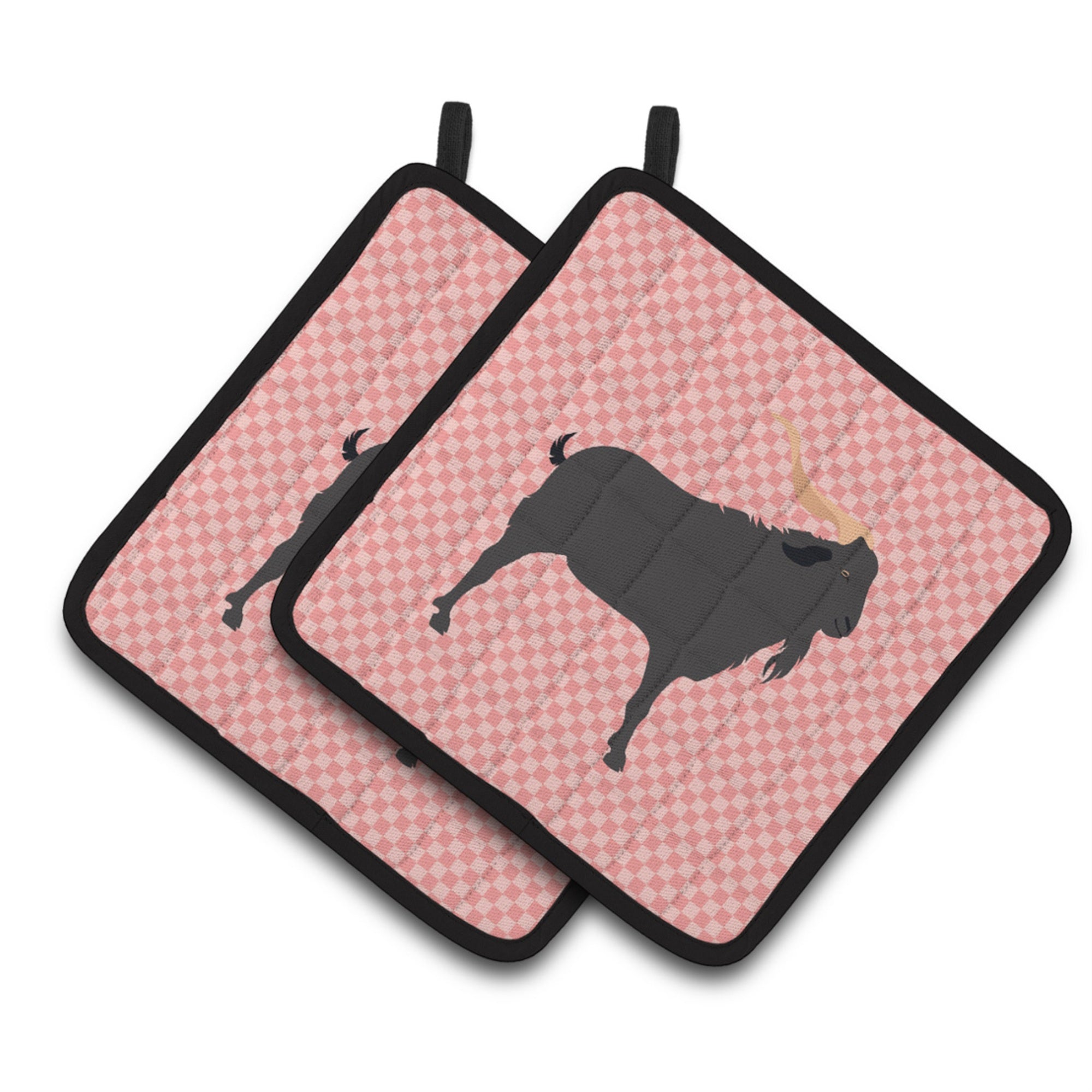 'Caroline'S Treasures Verata Goat Pink Check Decorated Pot Holder, 7.5'''' X 7.5''''''