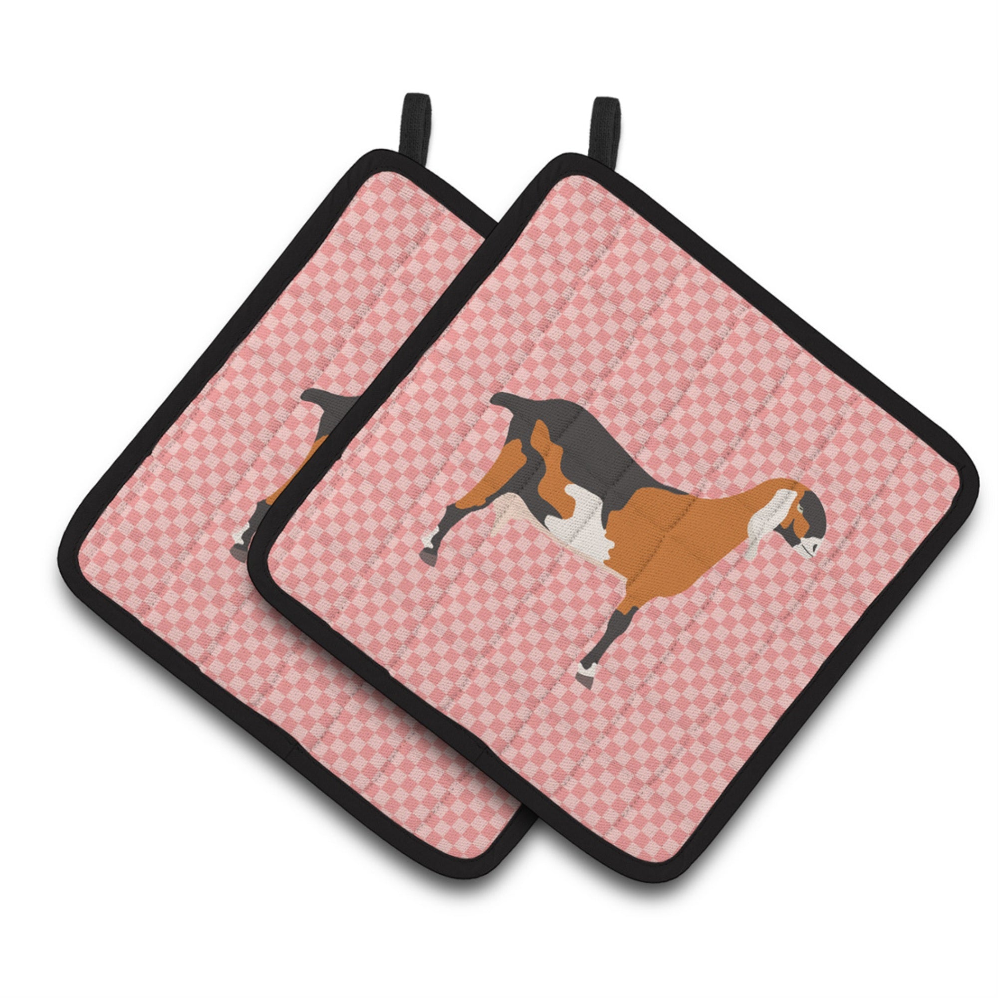 'Caroline'S Treasures Anglo Nubian Goat Pink Check Decorated Pot Holder, 7.5'''' X 7.5''''''