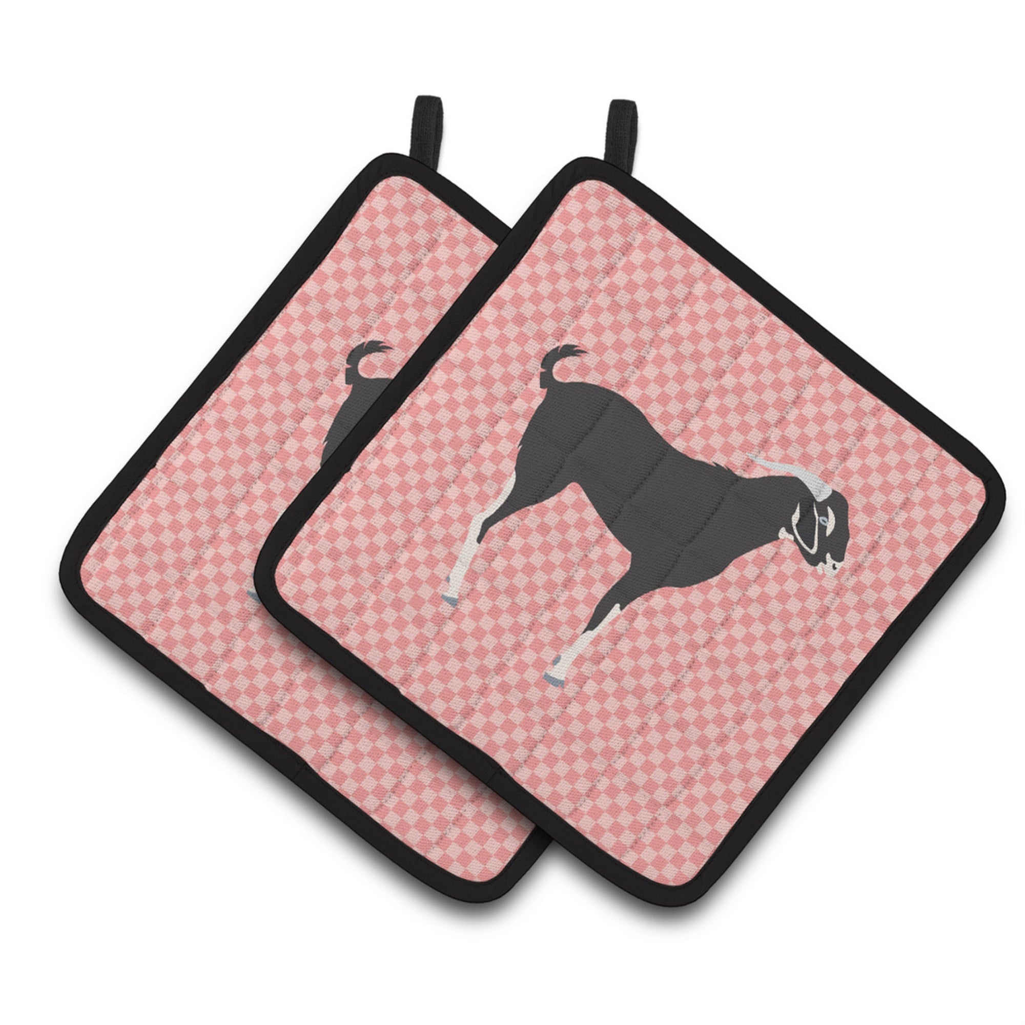 'Caroline'S Treasures Black Bengal Goat Pink Check Decorated Pot Holder, 7.5'''' X 7.5''''''