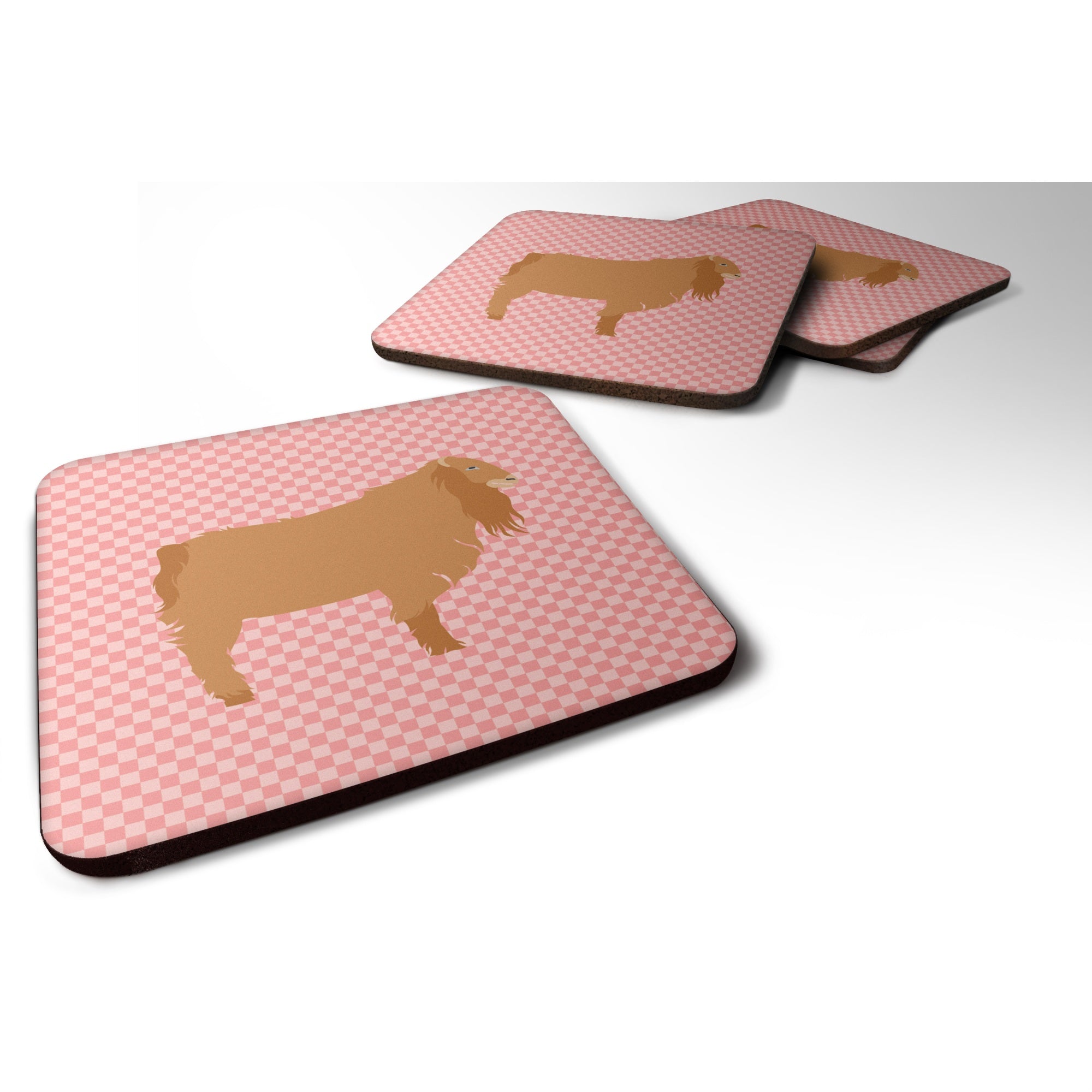'Caroline'S Treasures American Lamancha Goat Pink Check Decorative Coasters, 3.5, Multicolor''