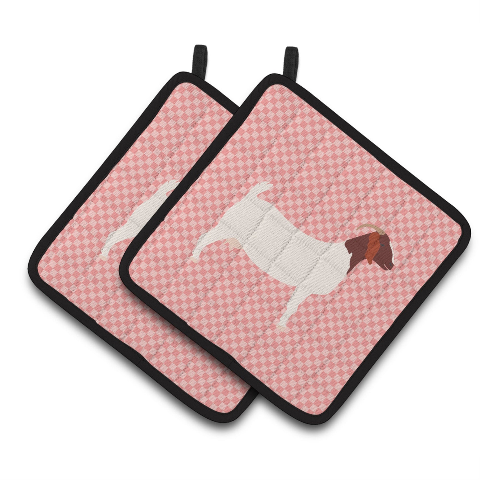 'Caroline'S Treasures Boer Goat Pink Check Decorated Pot Holder, 7.5'''' X 7.5''''''