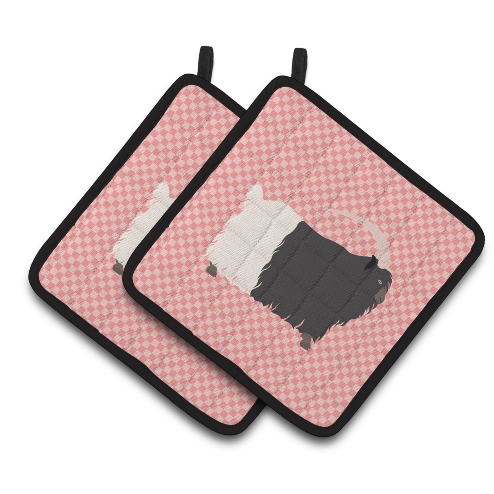 'Caroline'S Treasures Welsh Black-Necked Goat Pink Check Decorated Pot Holder, 7.5'''' X 7.5''''''