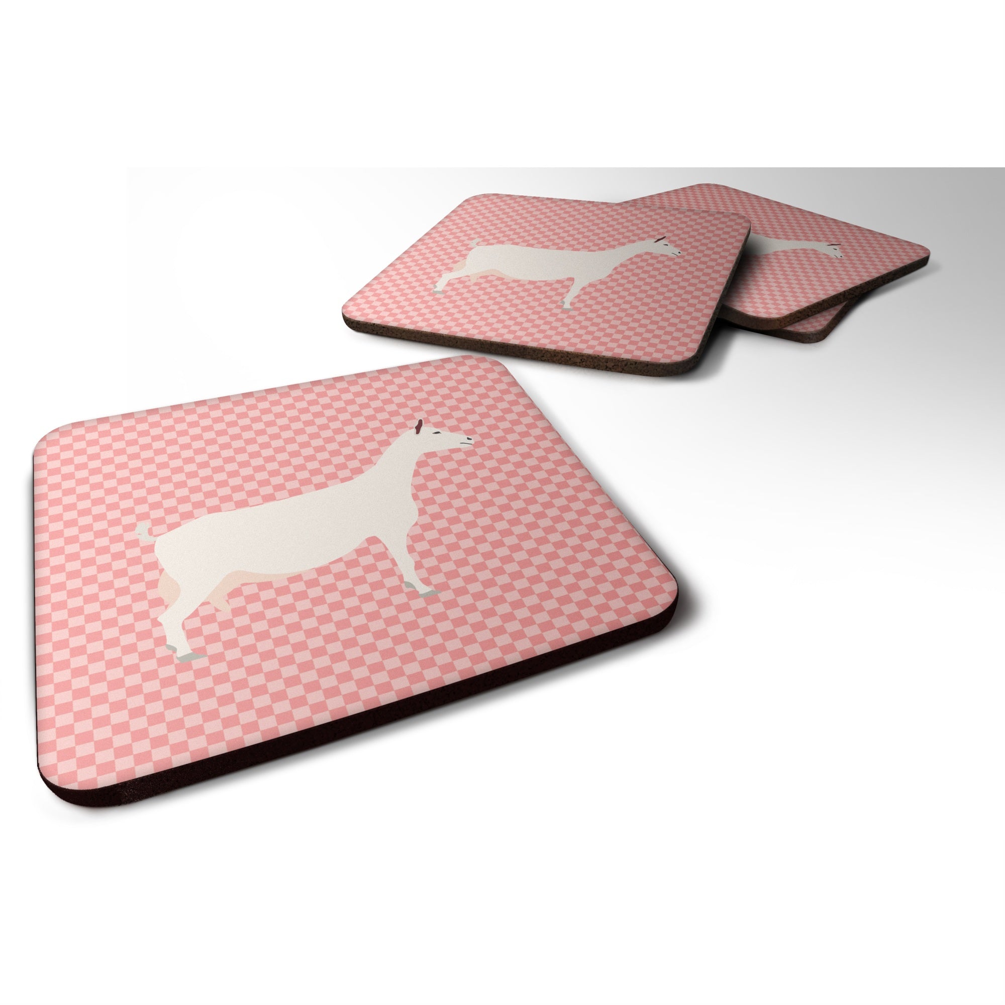 'Caroline'S Treasures Saanen Goat Pink Check Decorative Coasters, 3.5'''', Multicolor''