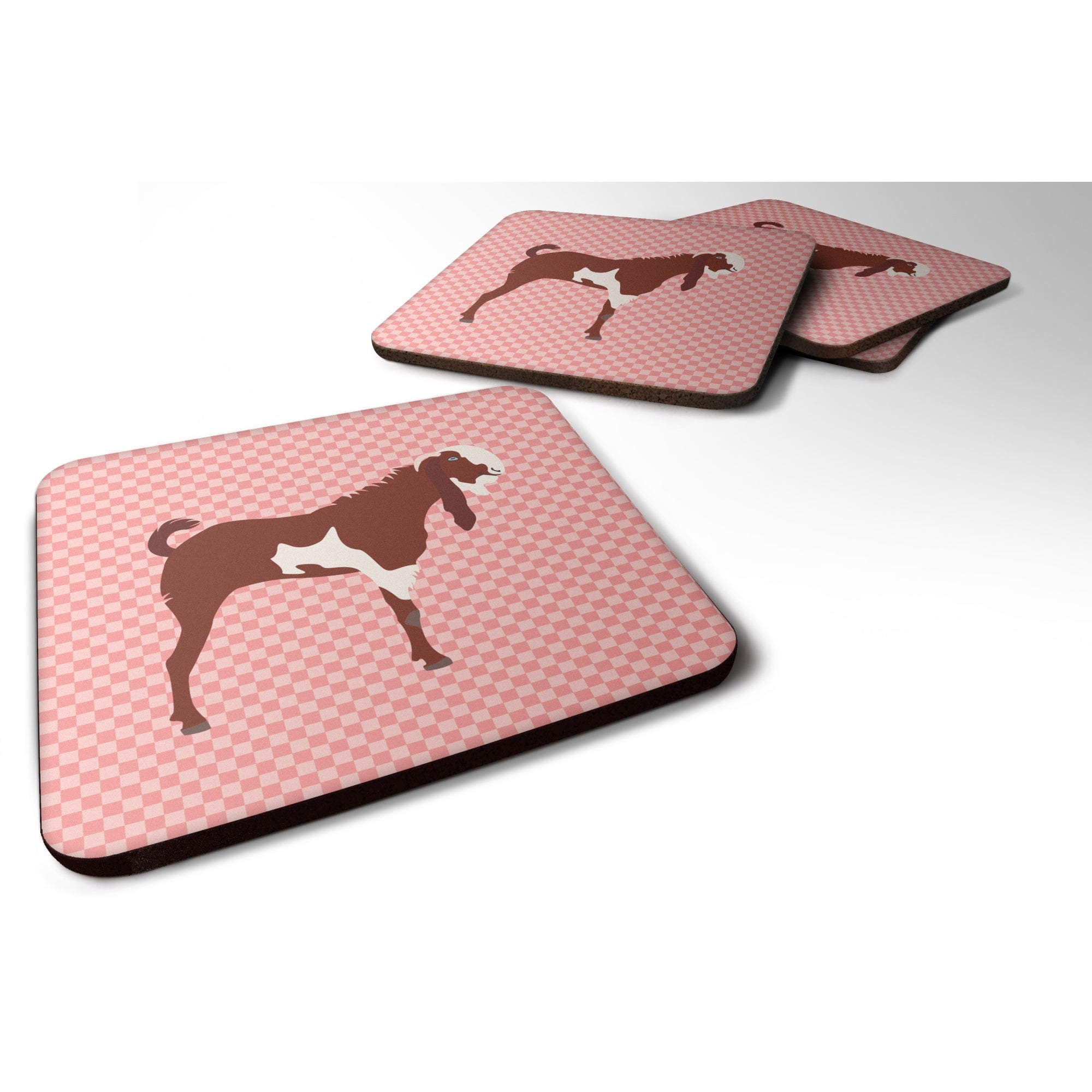 'Caroline'S Treasures Jamnapari Goat Pink Check Decorative Coasters, 3.5, Multicolor''