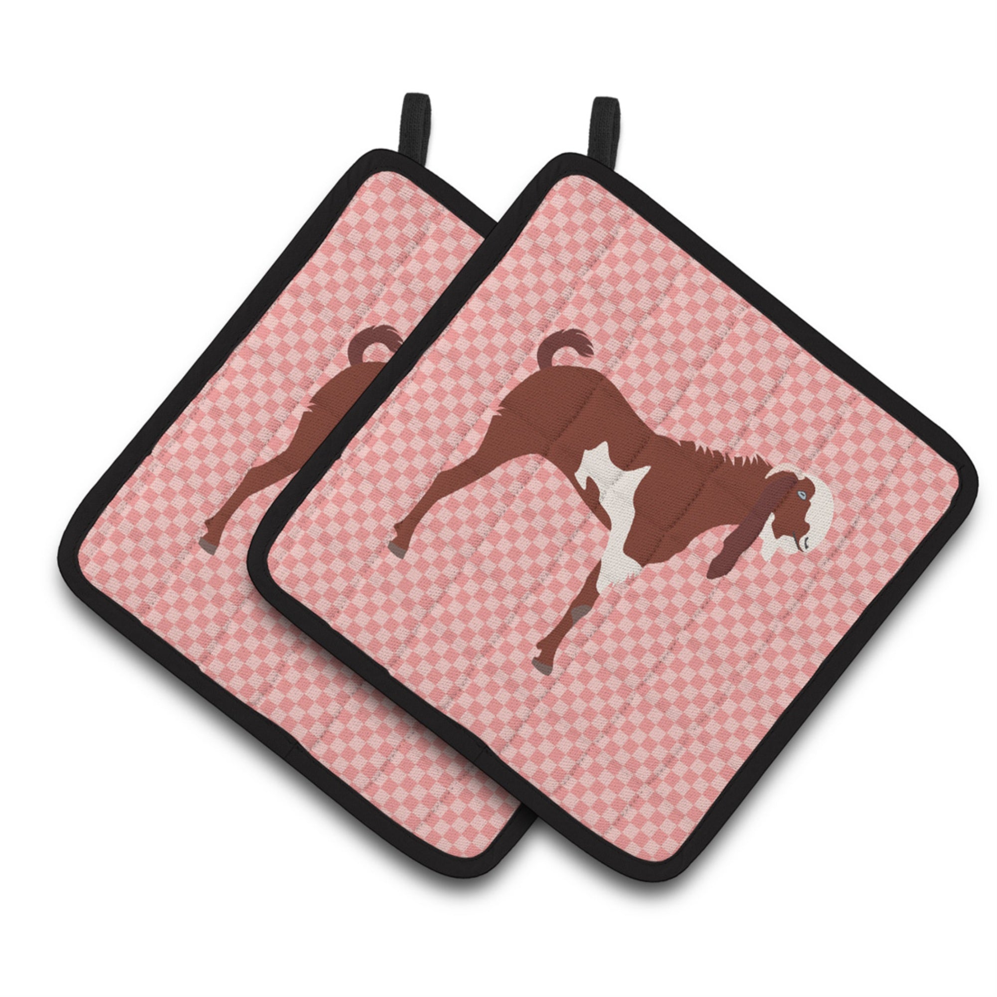 'Caroline'S Treasures Jamnapari Goat Pink Check Decorated Pot Holder, 7.5'''' X 7.5''''''