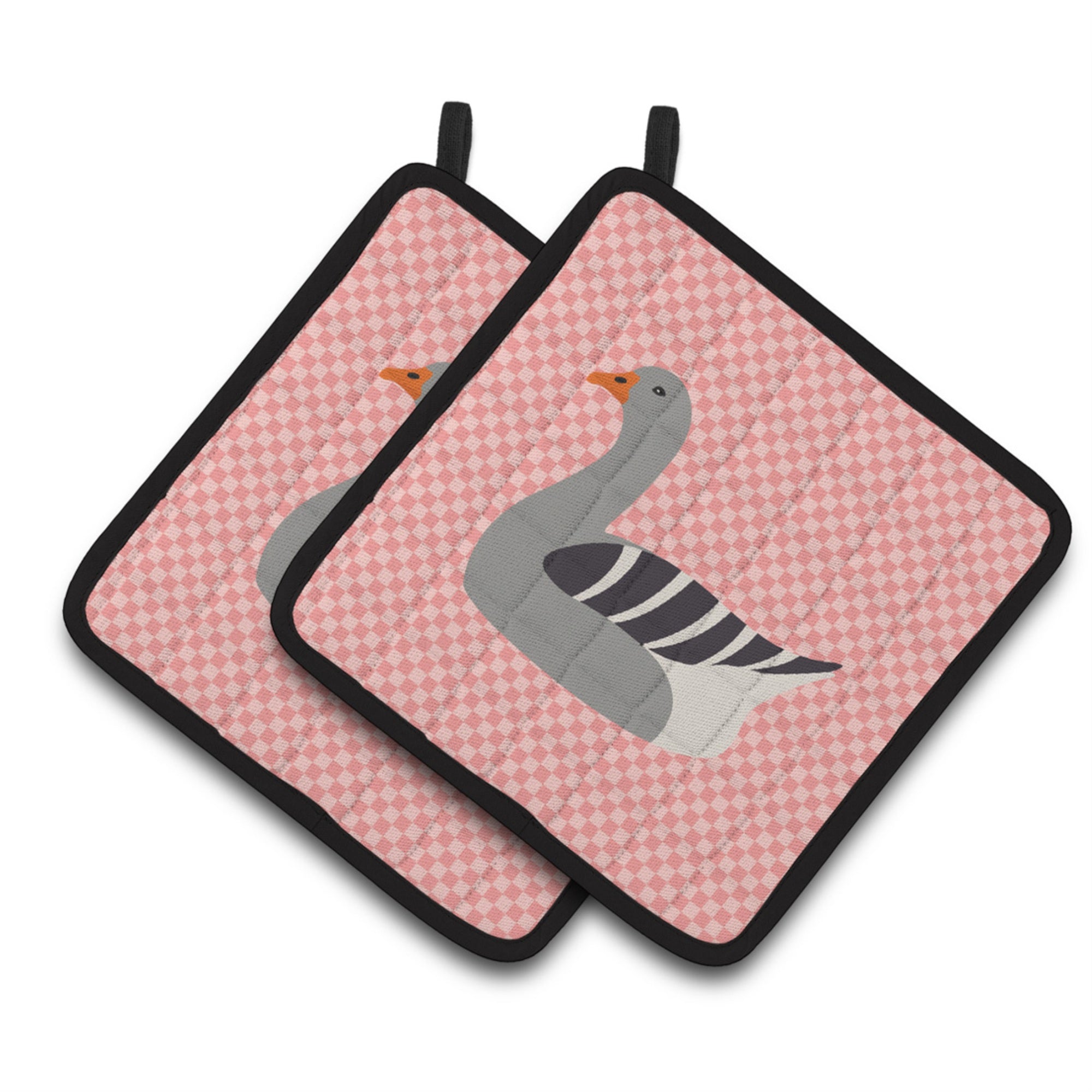 Carolines Treasures Pilgrim Goose Pink Check Decorated Pot Holder, 7.5 x 7.5