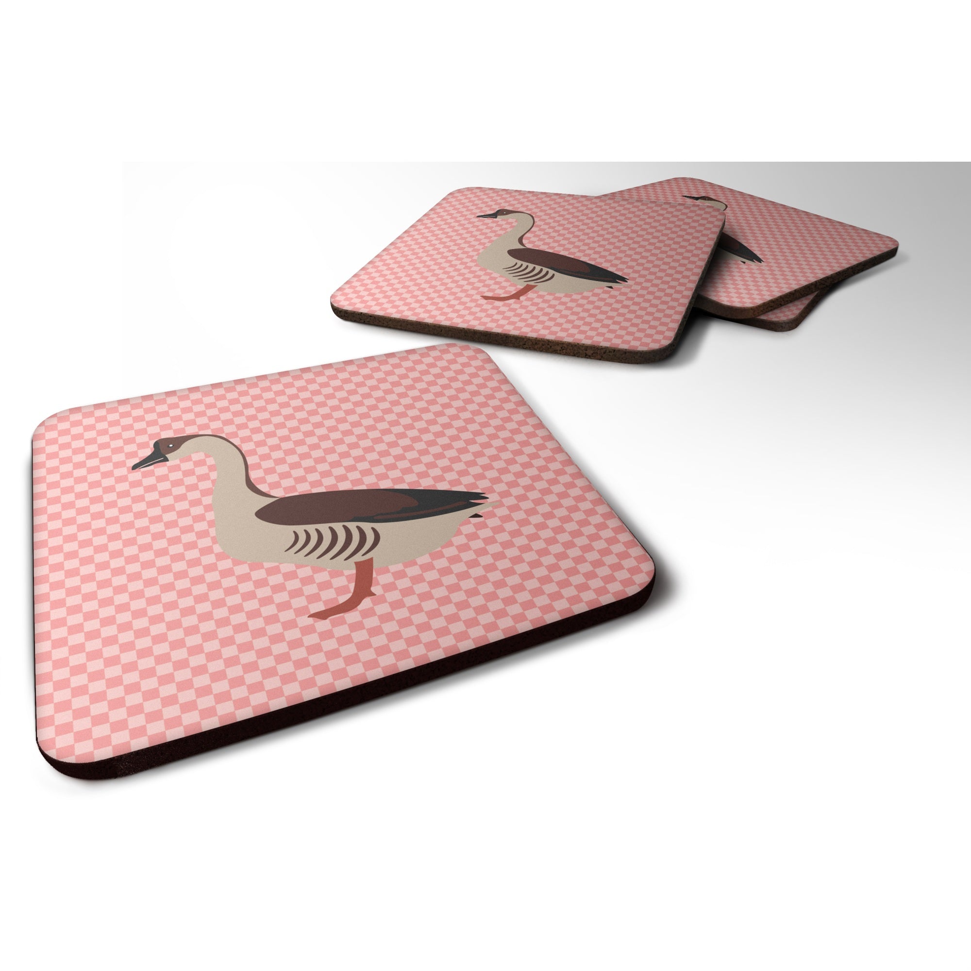 'Caroline'S Treasures Chinese Goose Pink Check Decorative Coasters, 3.5'''', Multicolor''