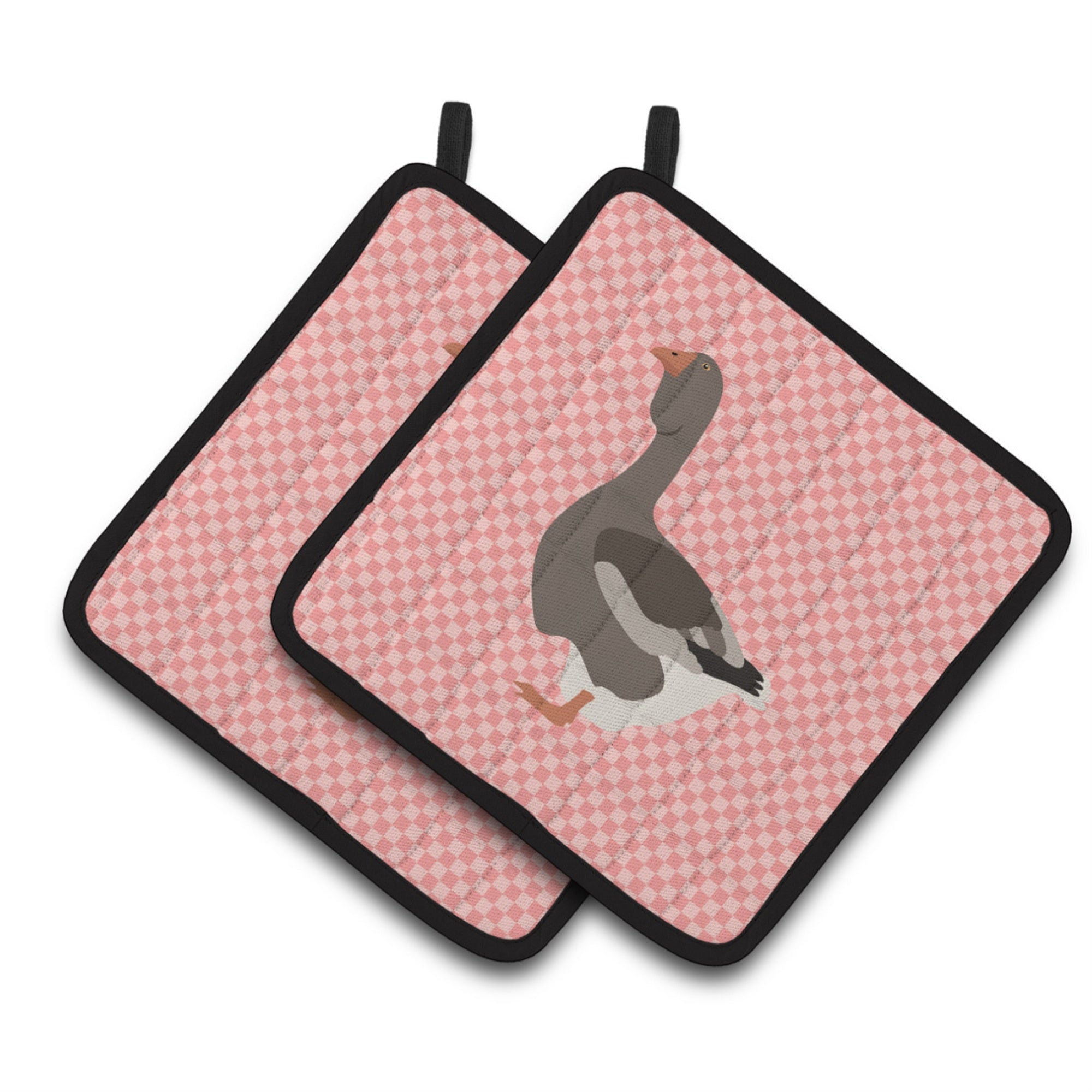 'Caroline'S Treasures Toulouse Goose Pink Check Decorated Pot Holder, 7.5'''' X 7.5''''''