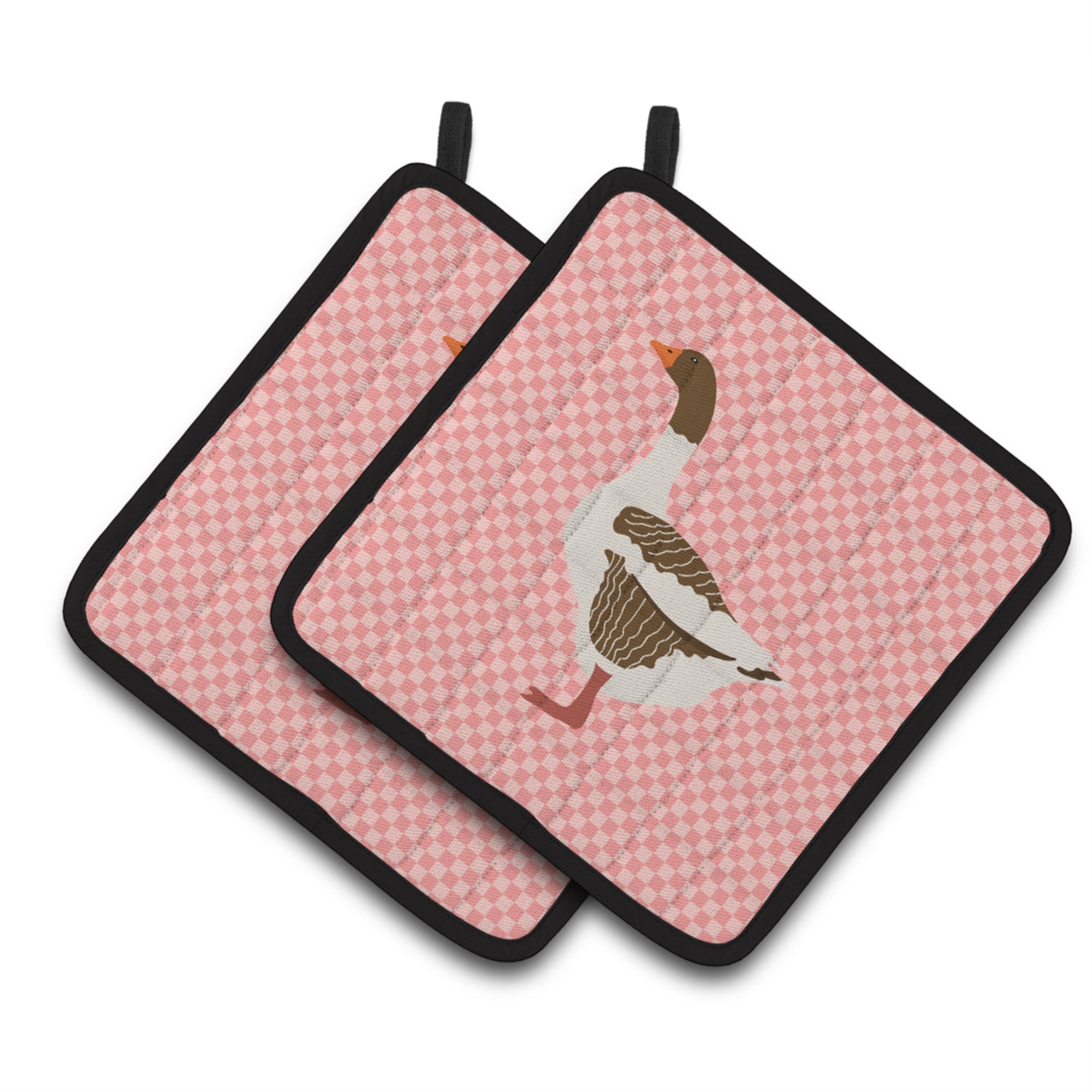 'Caroline'S Treasures Pomeranian Rogener Goose Pink Check Decorated Pot Holder, 7.5'''' X 7.5''''''