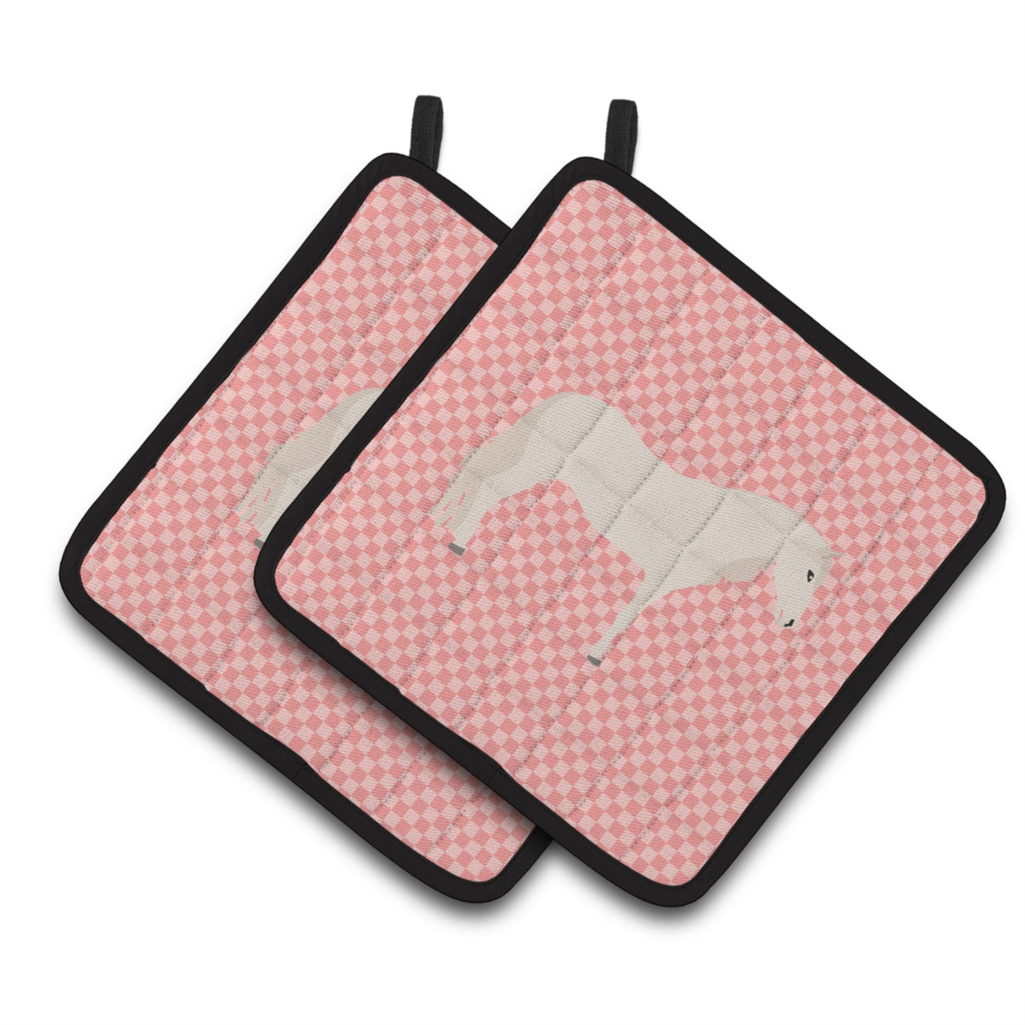 'Caroline'S Treasures Paso Fino Horse Pink Check Decorated Pot Holder, 7.5'''' X 7.5''''''